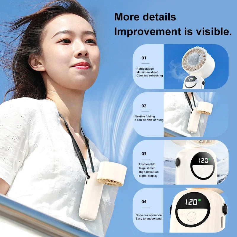 New Handheld Portable Cooling Fan 120 Speeds Adjustable Refrigeration Quite Mini Turbo Fan Type-C High Speed Cold Compress Fan