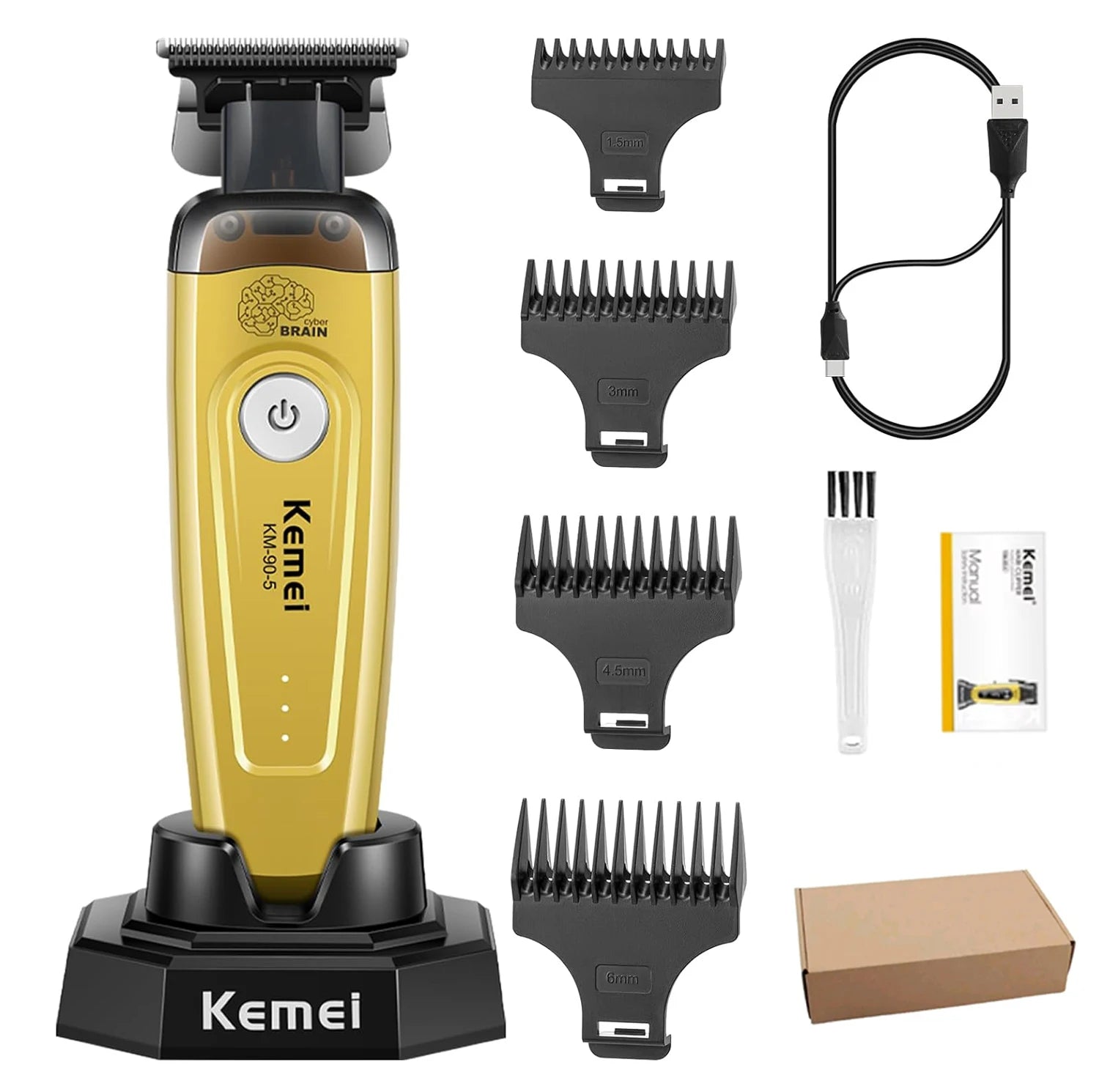 KEMEI Men's Hair Trimmer, Cordless Professional Hair Clippers, Beard Trimmer, Barber Care Kit, Hair Cutting Machine, 11,501 RPM,