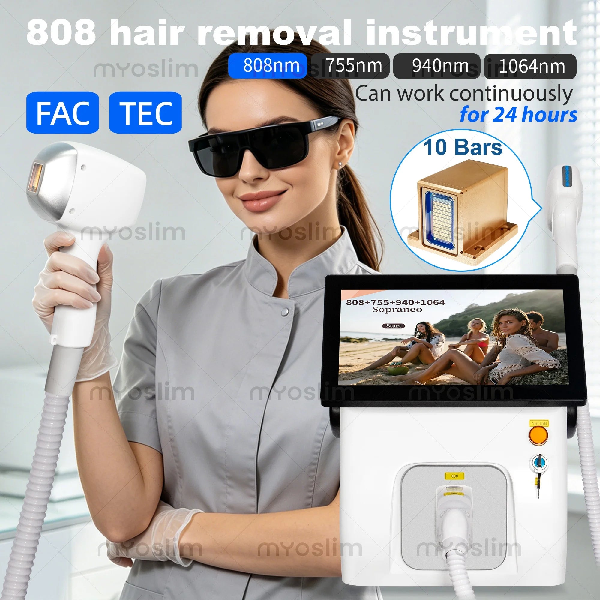 808nm Diode Hair Removal Machine 5000W 4 Wavelength FAC TEC Permanent Painless Icy Handle Skin Firming Body Care Equipment