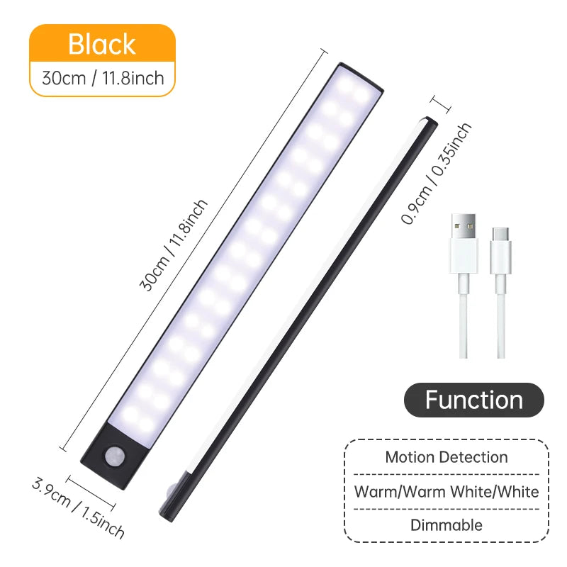 Motion Sensor Light Wireless LED Night Light USB Rechargeable Night Lamp Cabinet Wardrobe Lamp Under Backlight For Kitchen Led