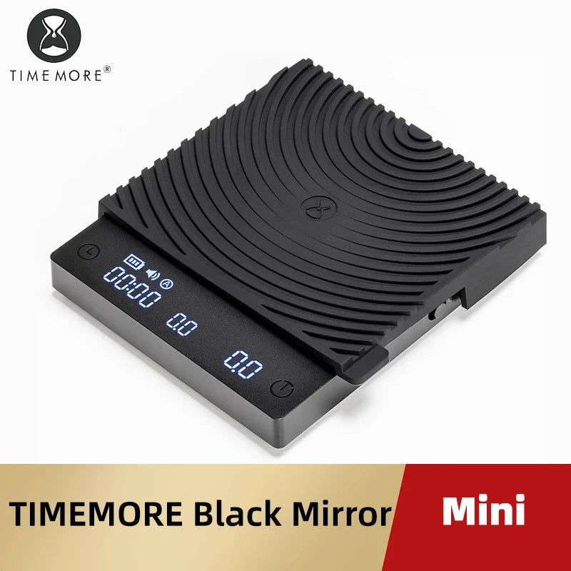 TIMEMORE Scale Black Mirror Mini Pour over Espresso Scale With Brewing Flow Rate and Heat Insulation Pad Electronic Coffee Scale