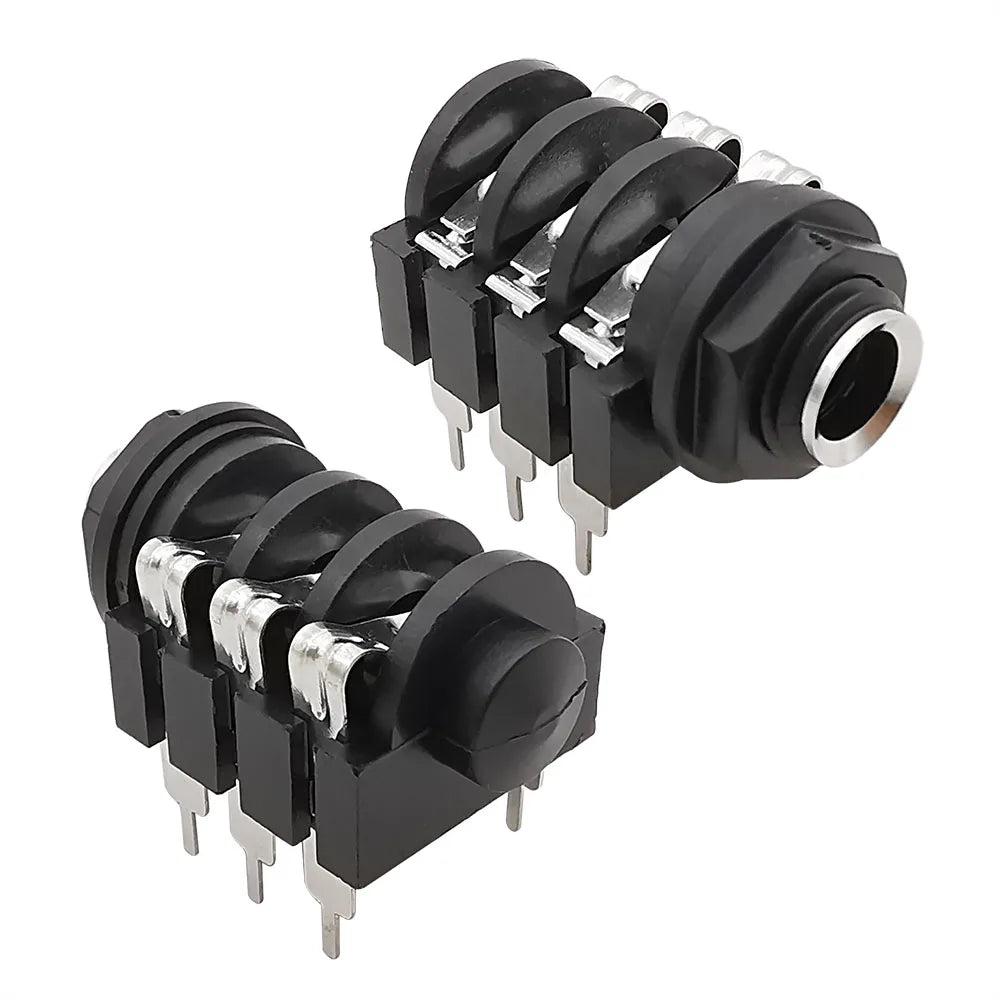 1/2/5/10Pcs 6.35mm Jack 1/4" 6Pin Stereo Female Headphone Socket Audio Plug Microphone Jack Thread PCB Panel Mount Connectors