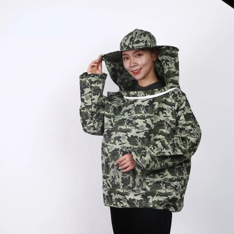 Foldable Beekeeping Suit Jacket Veil Set Double Zippered Beekeeping Protective Suit anti-bee Beekeeper Clothing with Hat