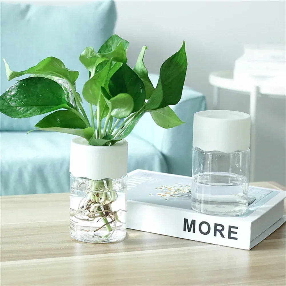 Mini Hydroponic Flower Pot Transparent Soilless Plant Vase Home Decor Imitation Glass Green Plant Pot for Desktop Window