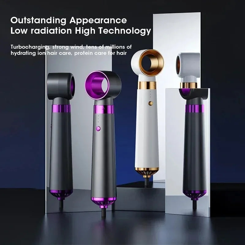 Travel Hair Dryer 5-in-1 with Straightener Curler Negative Ion Fast Drying Strong Wind 110V-220V for Home Salon Use