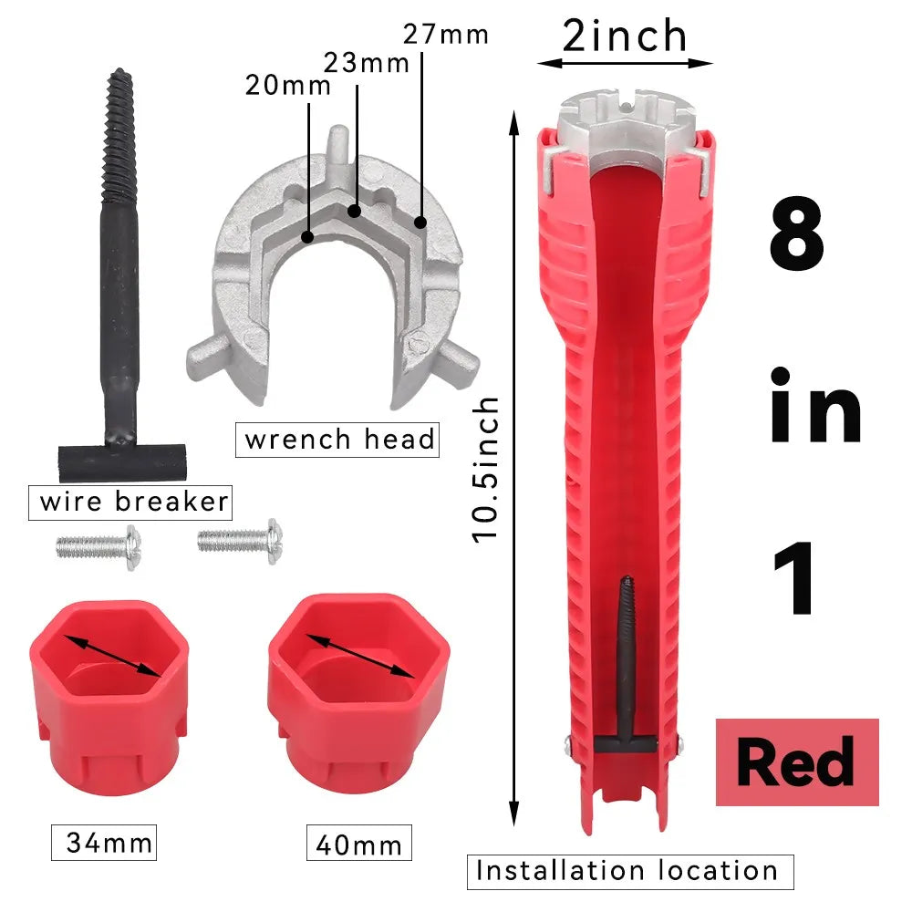 8 In 1 Flume Wrench Anti-slip Kitchen Sink Repair Tools Bathroom Faucet Assembly Key Plumbing Installation Wrench