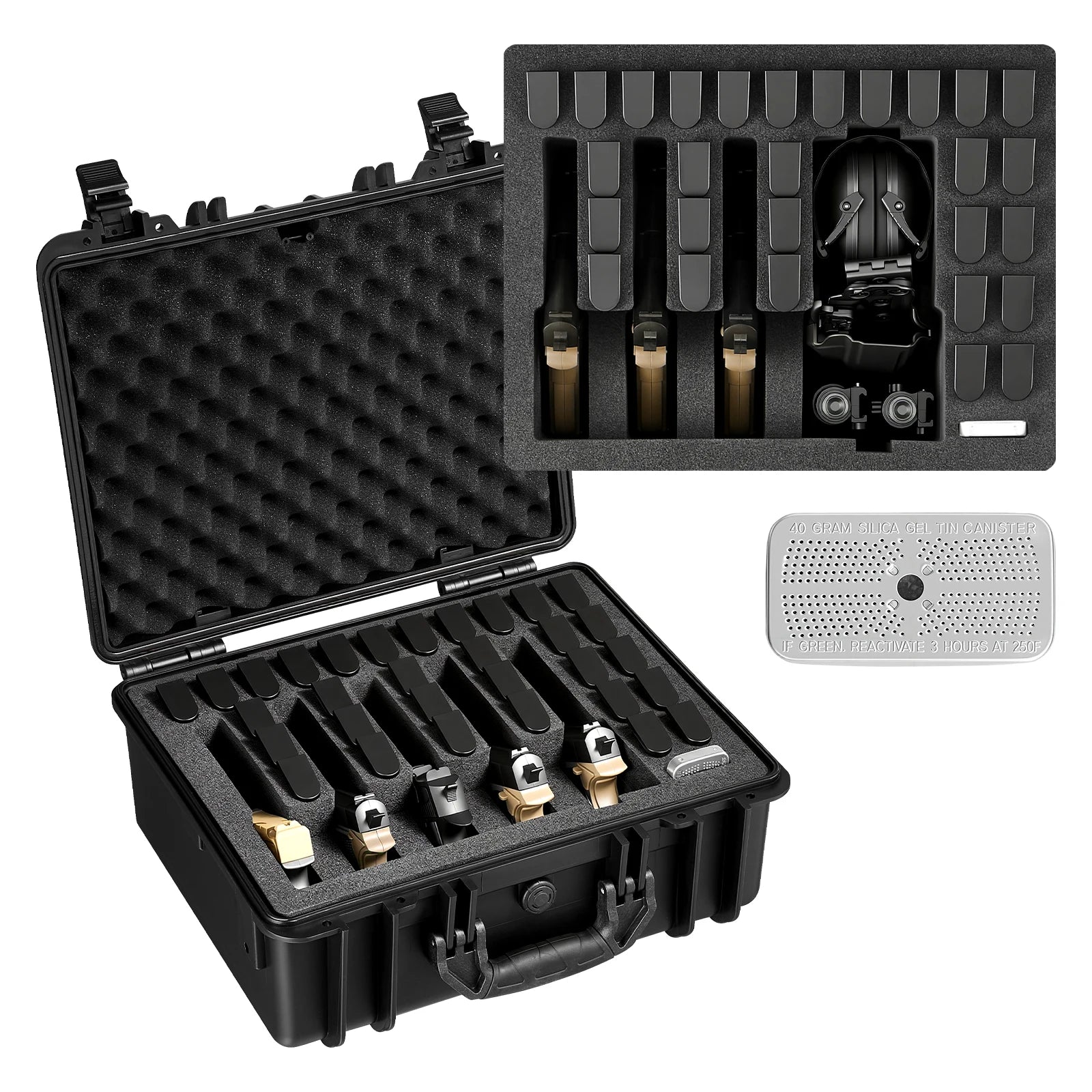 SucceBuy Hard Pistol Case Hard Gun Case with XPE Foam Lining Waterproof Pistol Box with Customizable Interior for Gun Lenses