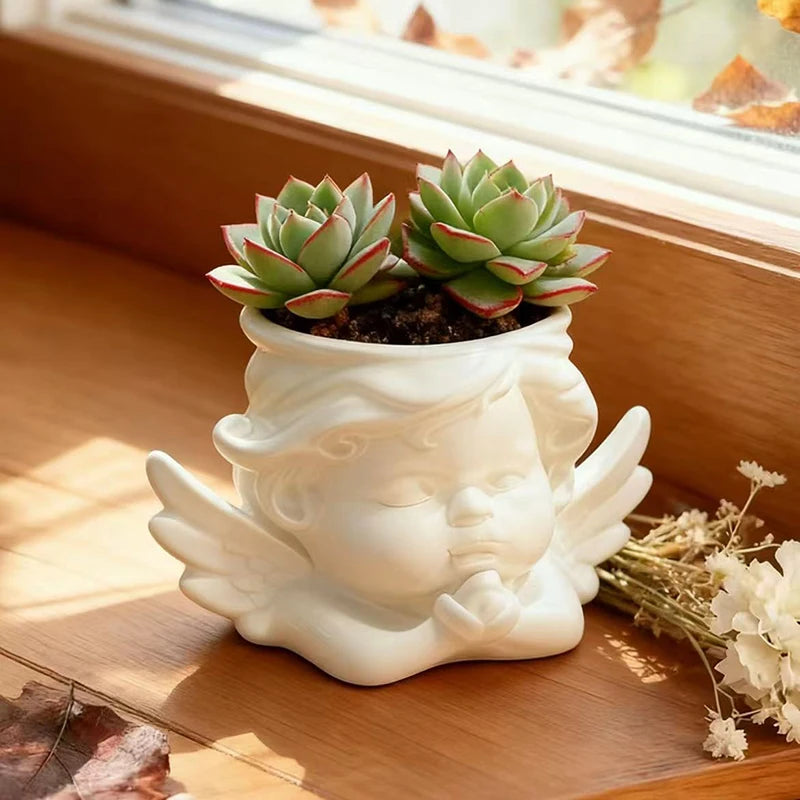 Cute Little Angel Flowerpot Green Potted Plants Container Home Courtyard Garden Decoration Resin Handicrafts Ornament GIft