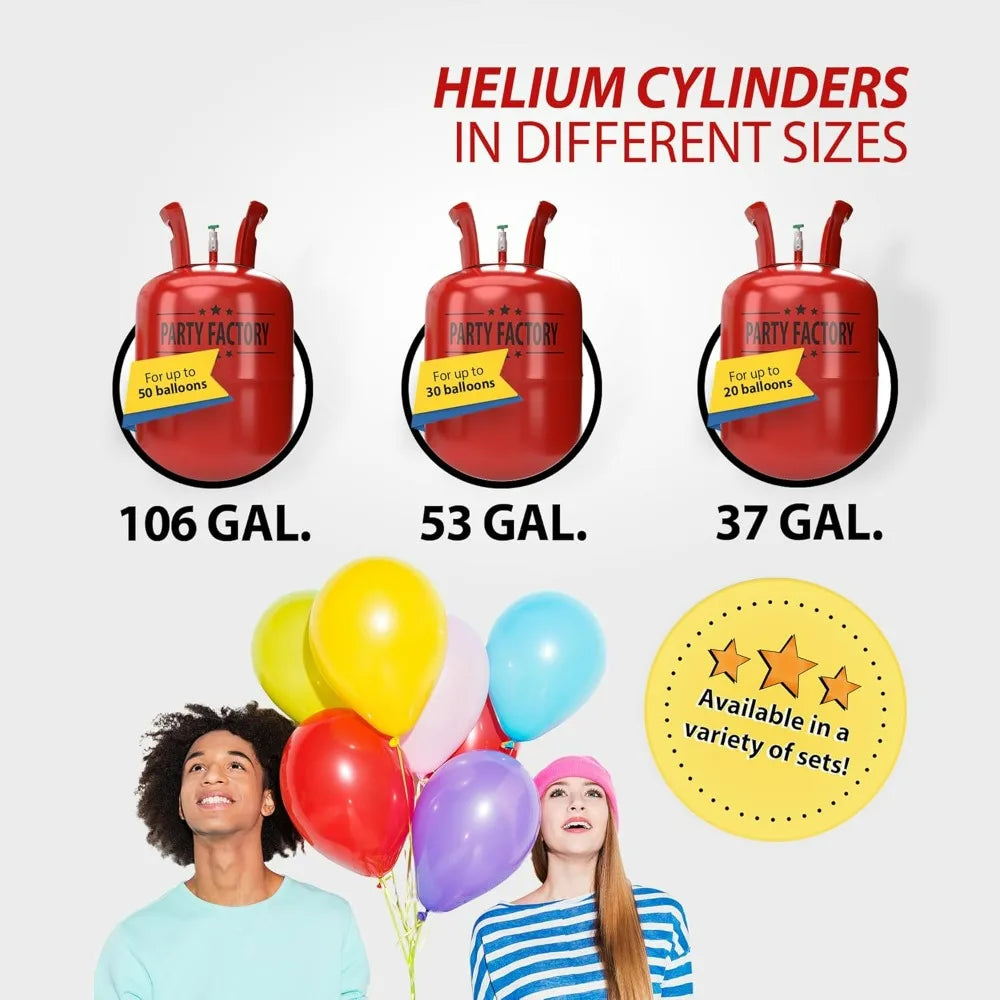 Party Factory 106 liq.gal Helium Tank Disposable Cylinder Bendable Valve For 50 Latex LED Foil Balloons Party Birthday Decor