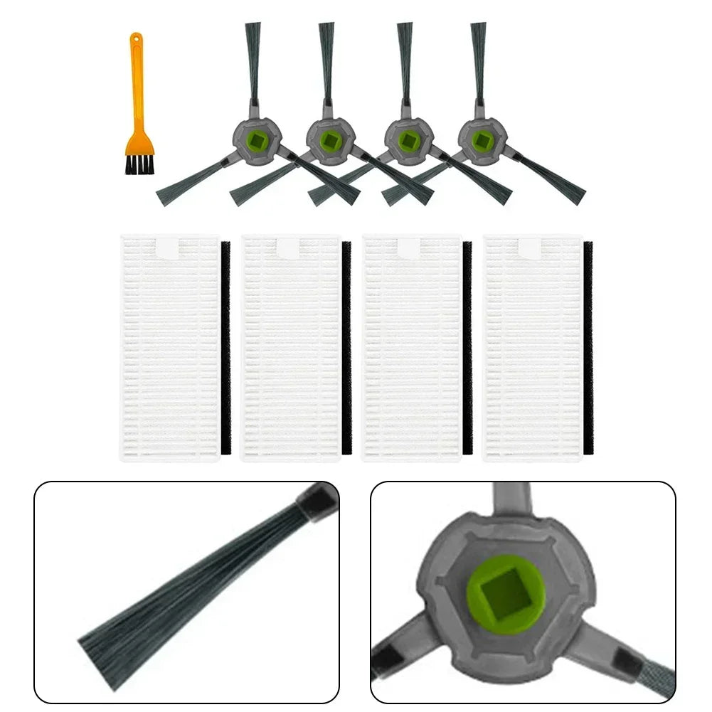 4pcs Side Brush+4pcs Filter+1pc Cleaning Brush For U180 M210 Pro M201 L3 Robot Vacuum Cleaner Replacement Spare Parts