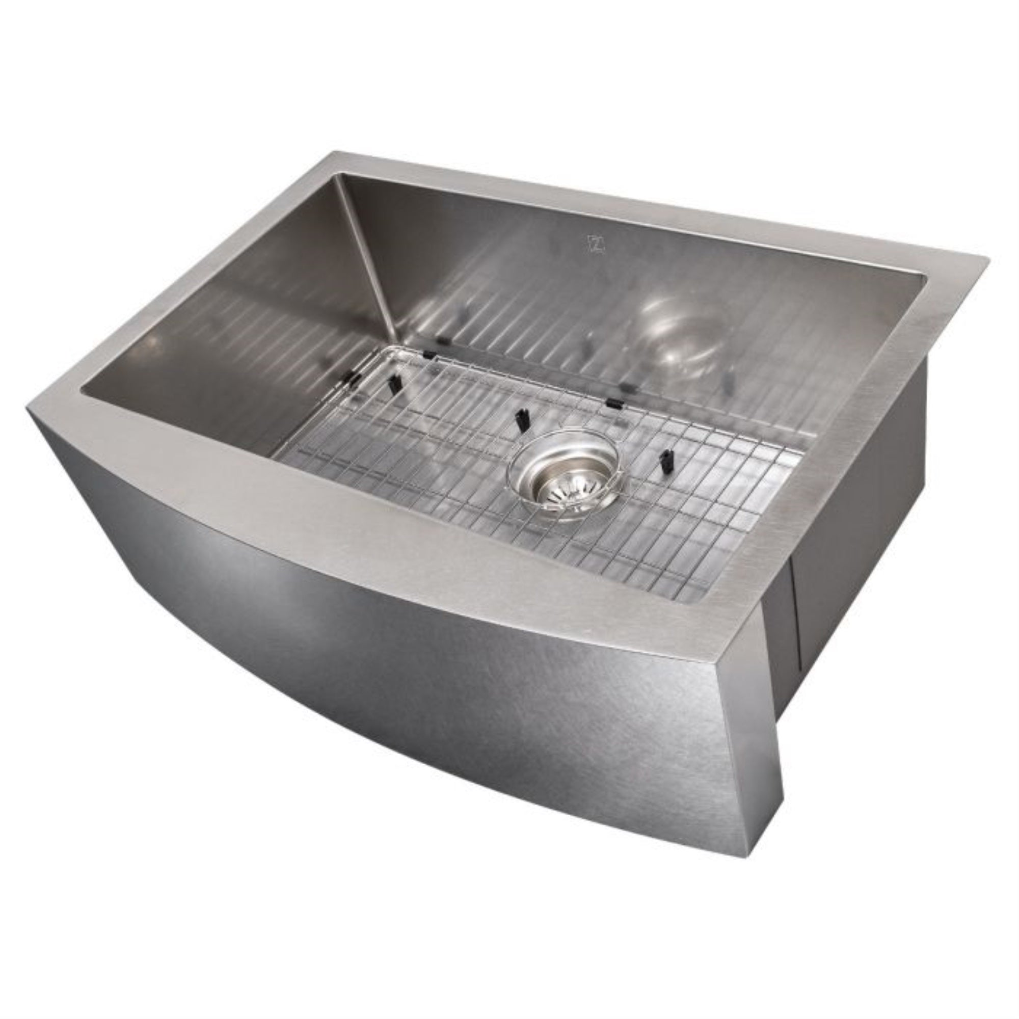 Zline 30'' Zermatt Farmhouse Apron Mount Single Bowl Fingerprint Resistant Stainless Steel Kitchen Sink With Bottom Grid (Sas-30