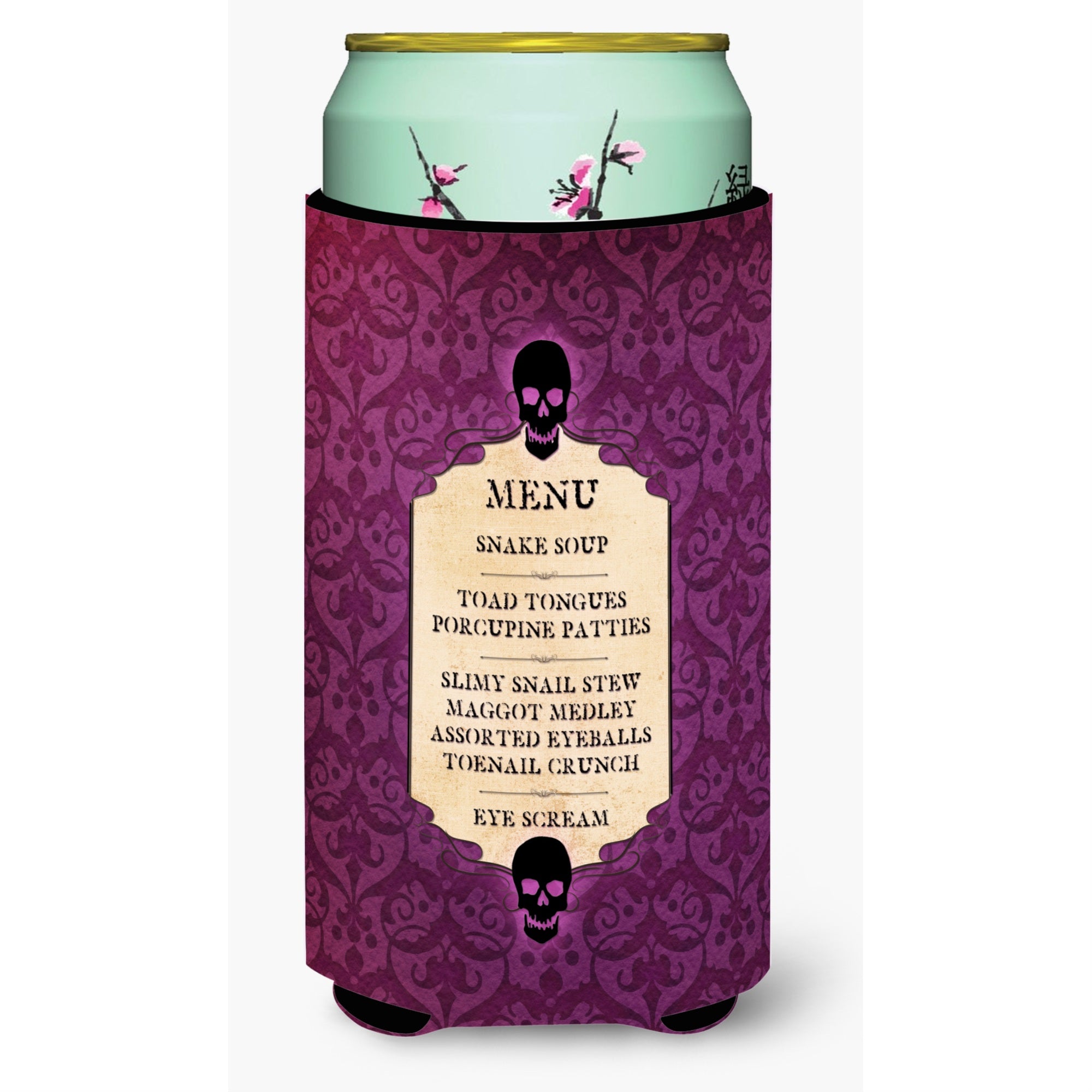 Goulish Menu  Eye Screen And Snake Soup Halloween  Tall Boy Beverage Insulator Beverage Insulator Hugger