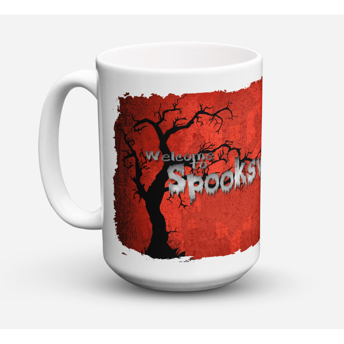 'Caroline's Treasures SB3008CM15 Welcome To Spooks Ville Halloween Microwavable Ceramic Coffee Mug, 15 oz, Multicolor''