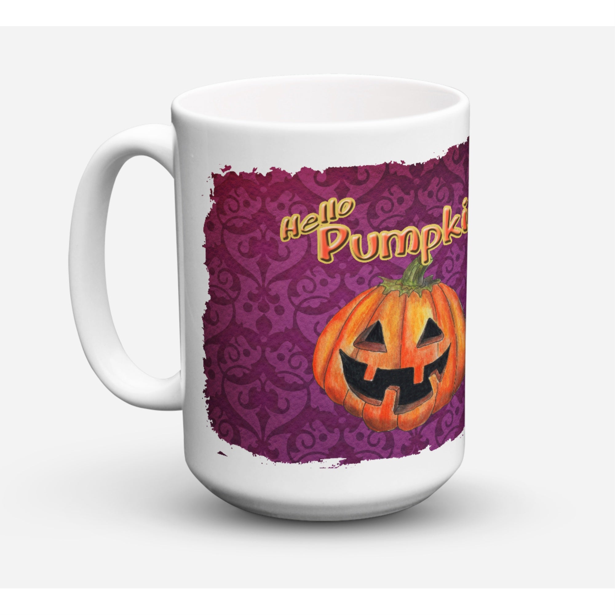 Carolines Treasures SB3017CM15 Hello Pumpkin Halloween Microwavable Ceramic Coffee Mug 15 oz Multicolor
