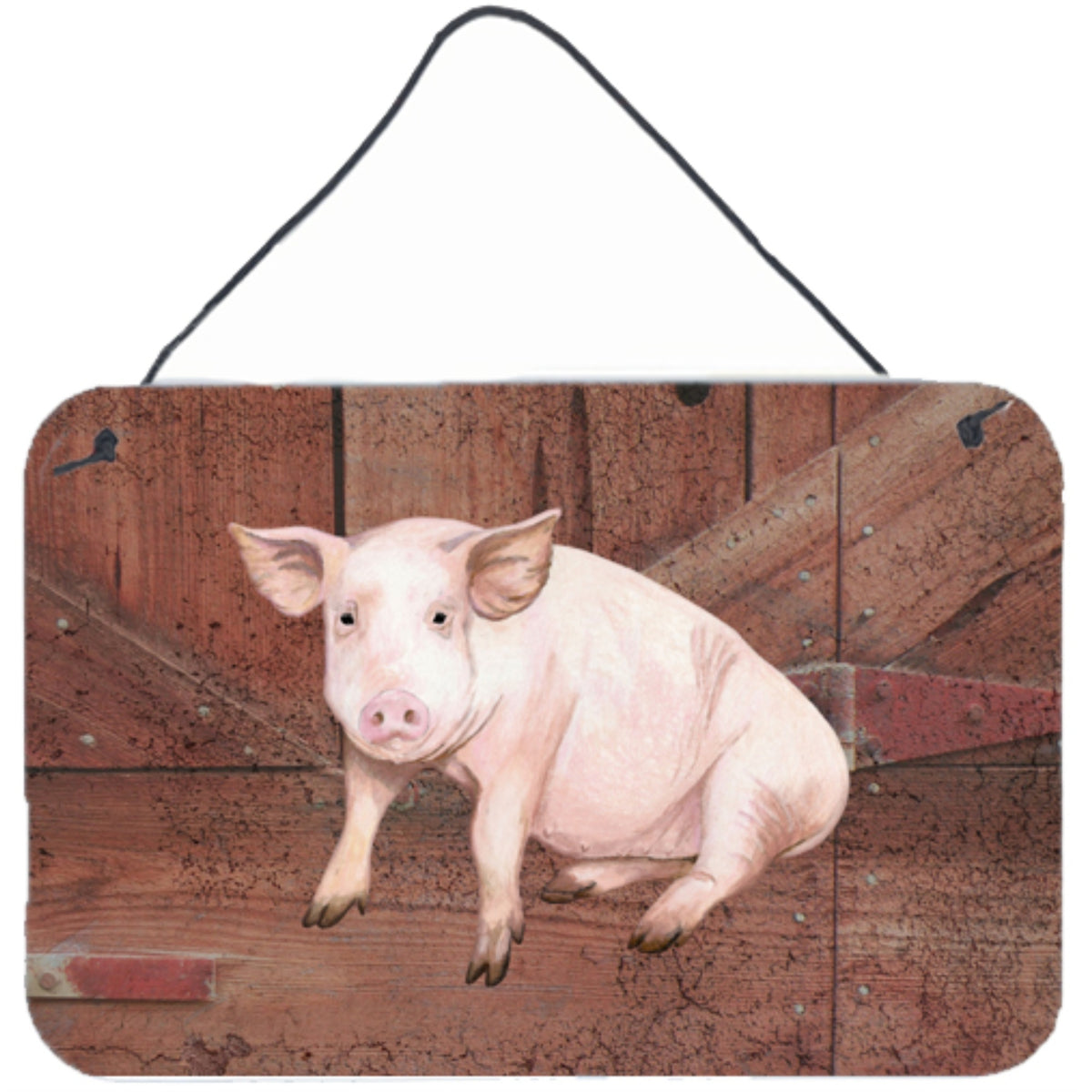 'Caroline'S Treasures Pig At The Barn Door Aluminum Metal Wall Or Door Hanging Prints, 8 X 12''''''