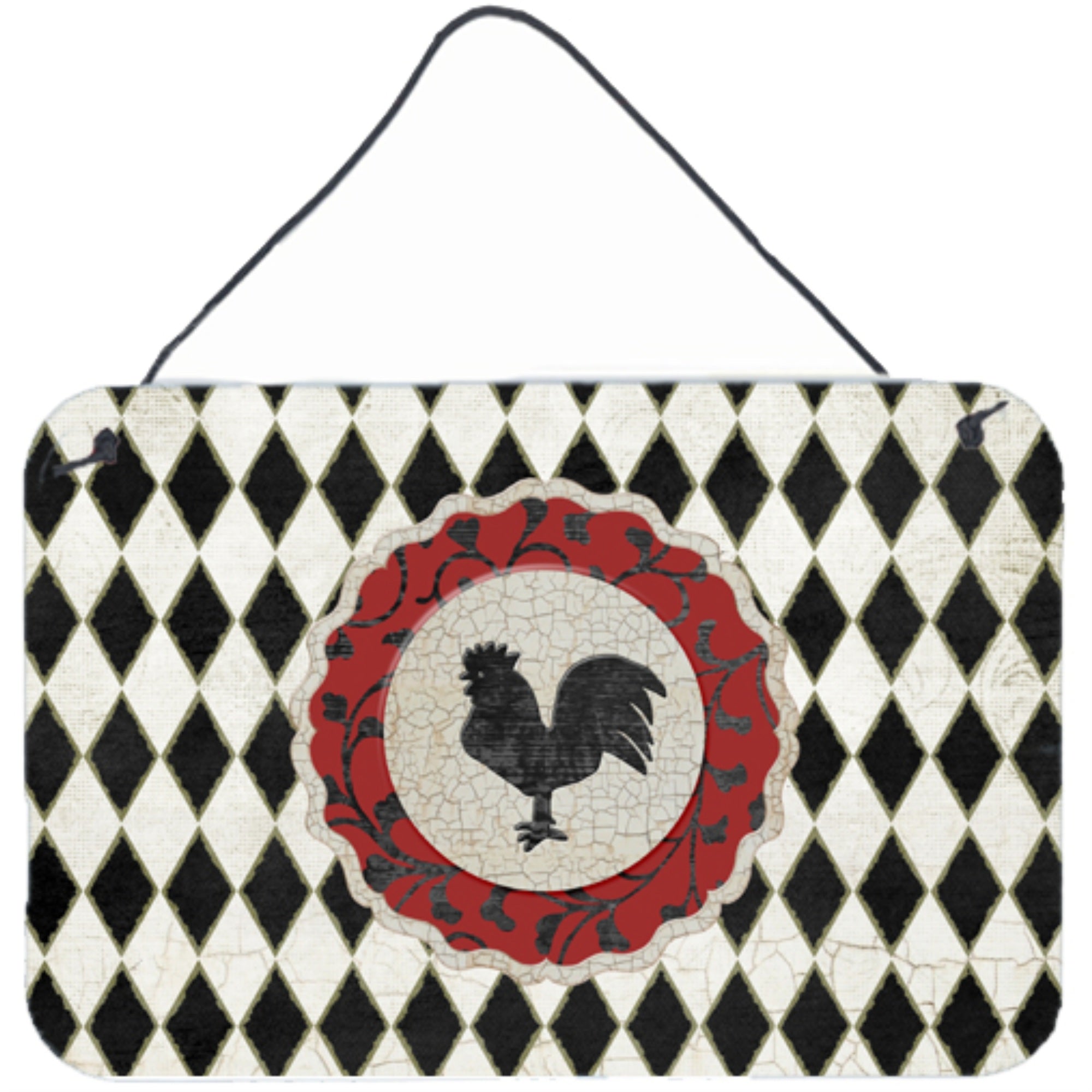 'Caroline'S Treasures Rooster Harlequin Black And White Wall Or Door Hanging Prints, 8 X 12''''''