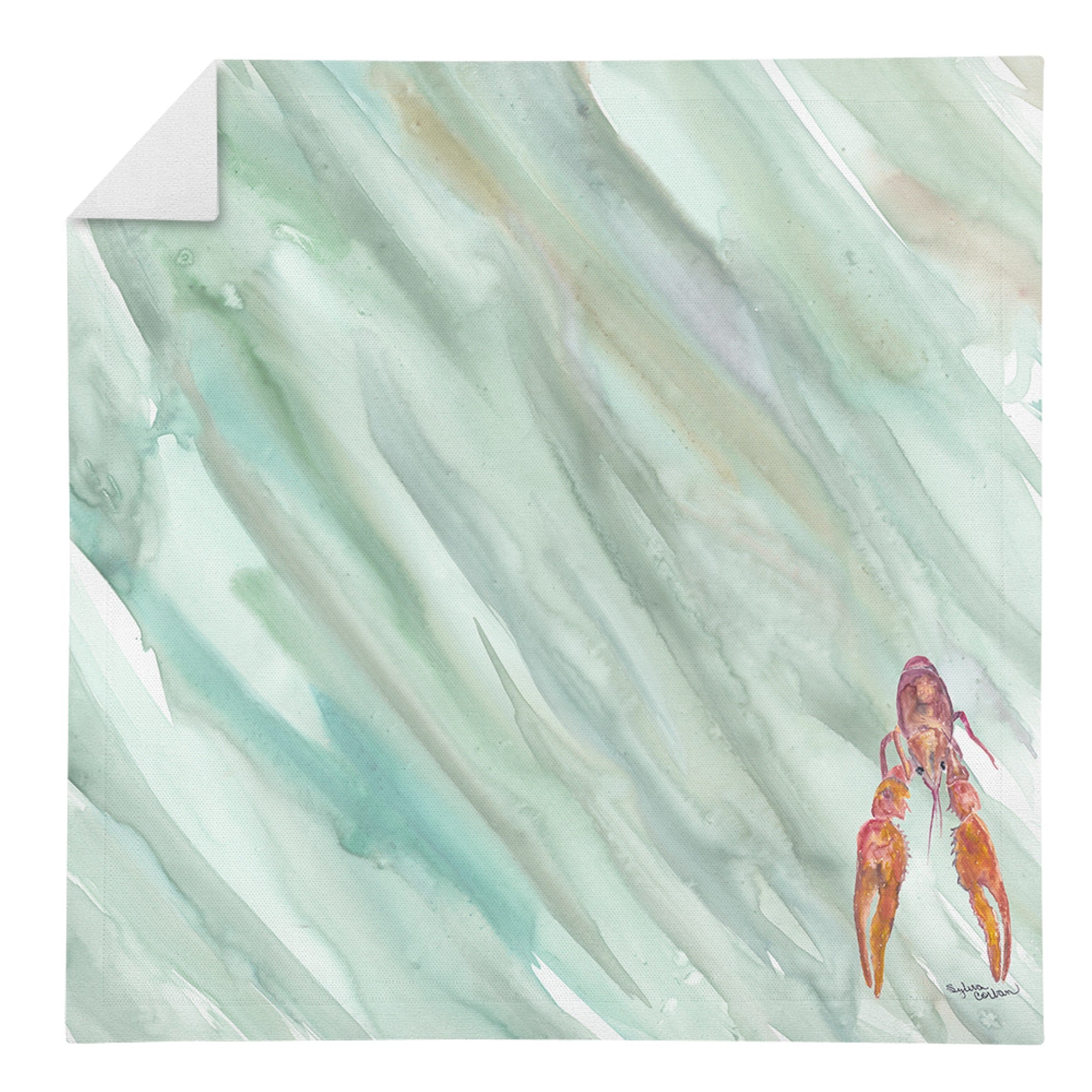 Crawfish On Sage Green Napkin Sc2061Nap