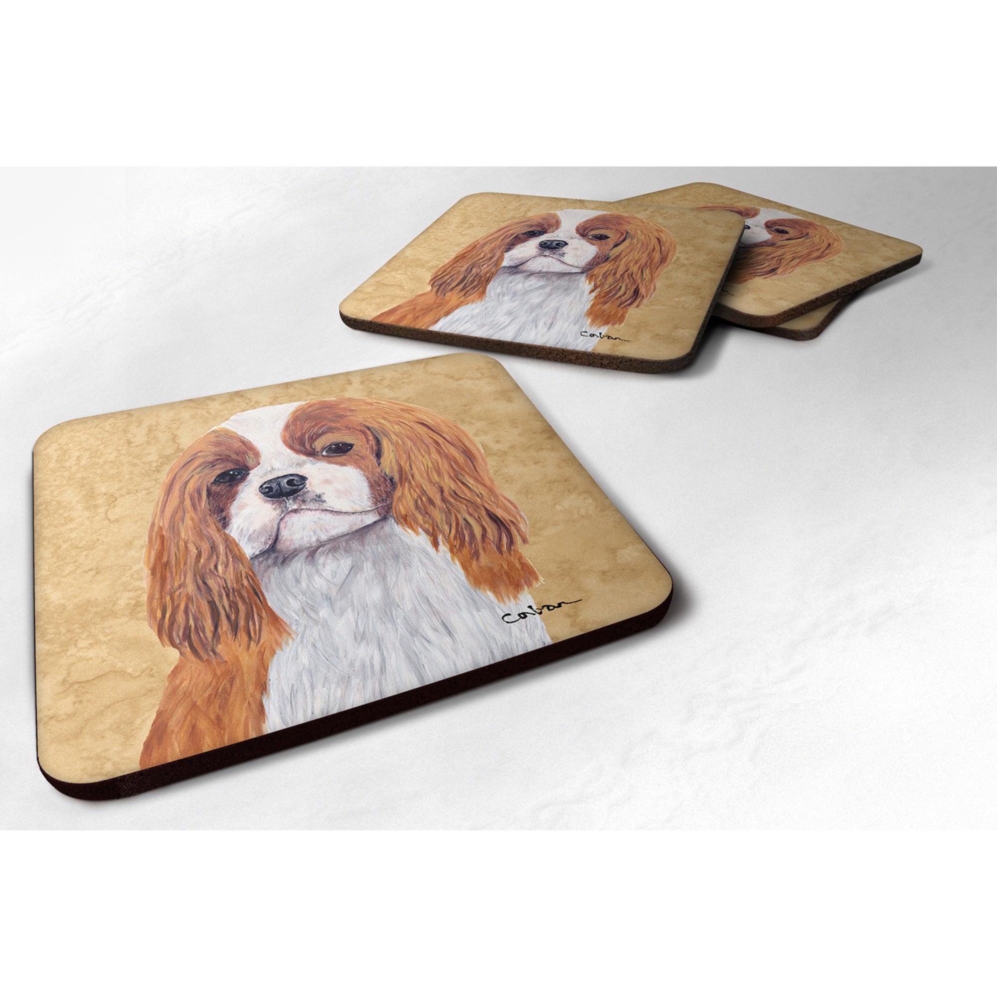'Caroline'S Treasures Sc9118Fc Cavalier Spaniel Foam Coasters (Set Of 4), 3.5'''' H X 3.5'''' W, Multicolor''