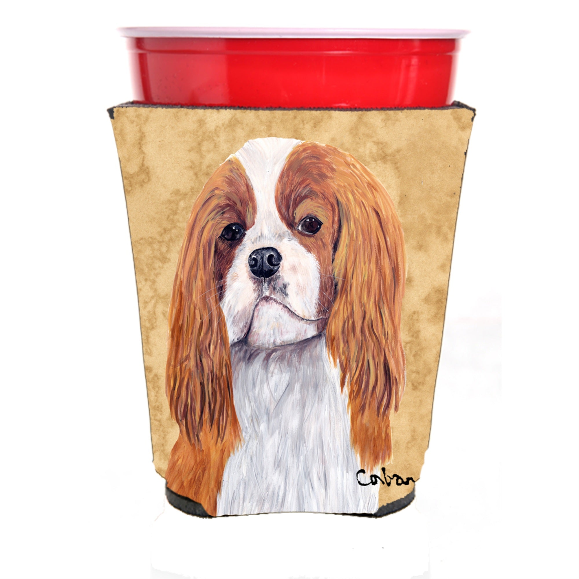 Cavalier Spaniel Red Solo Cup Beverage Insulator Hugger