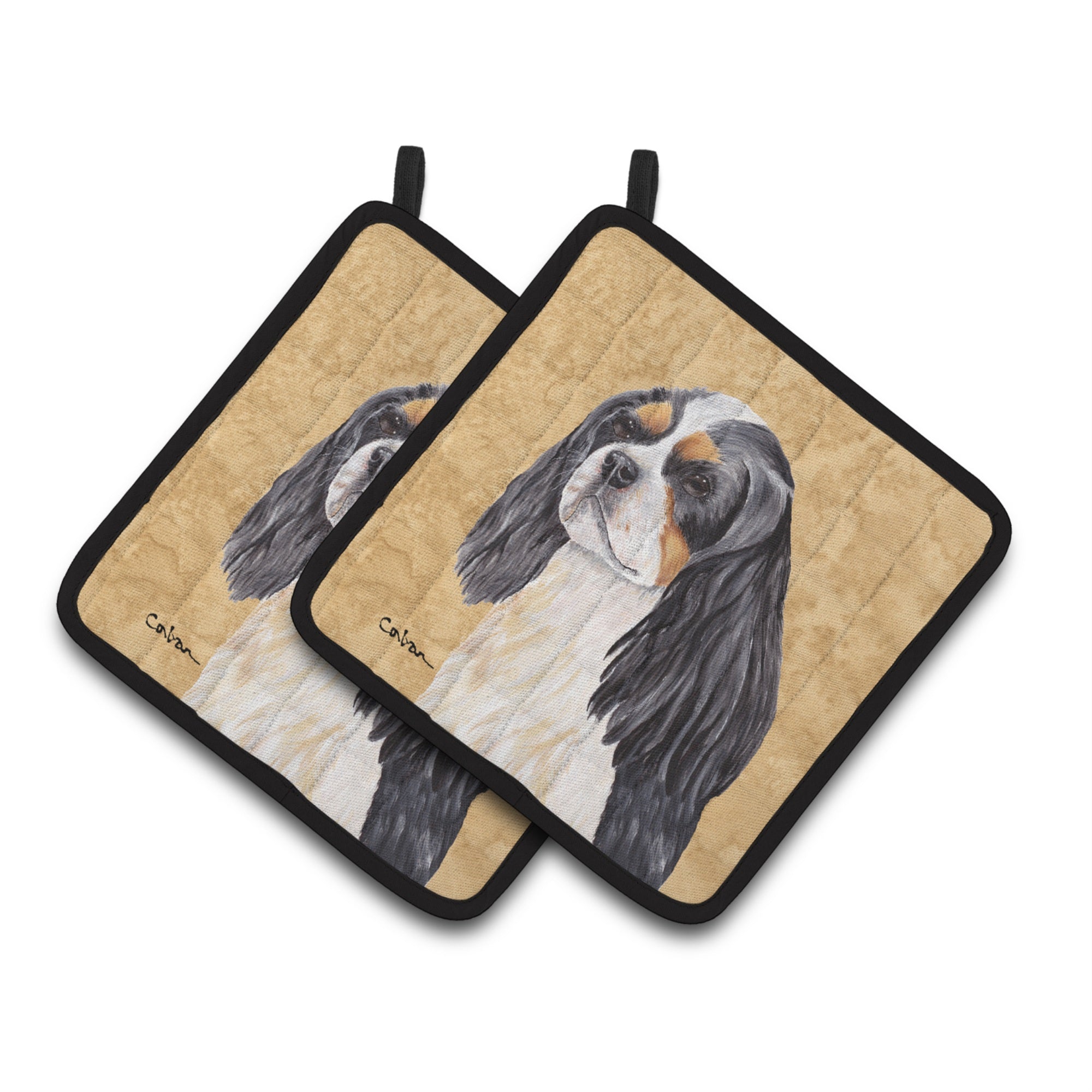 'Caroline'S Treasures Cavalier Spaniel Wipe Your Paws Pair Of Pot Holders Sc9120Pthd, 7.5Hx7.5W, Multicolor''