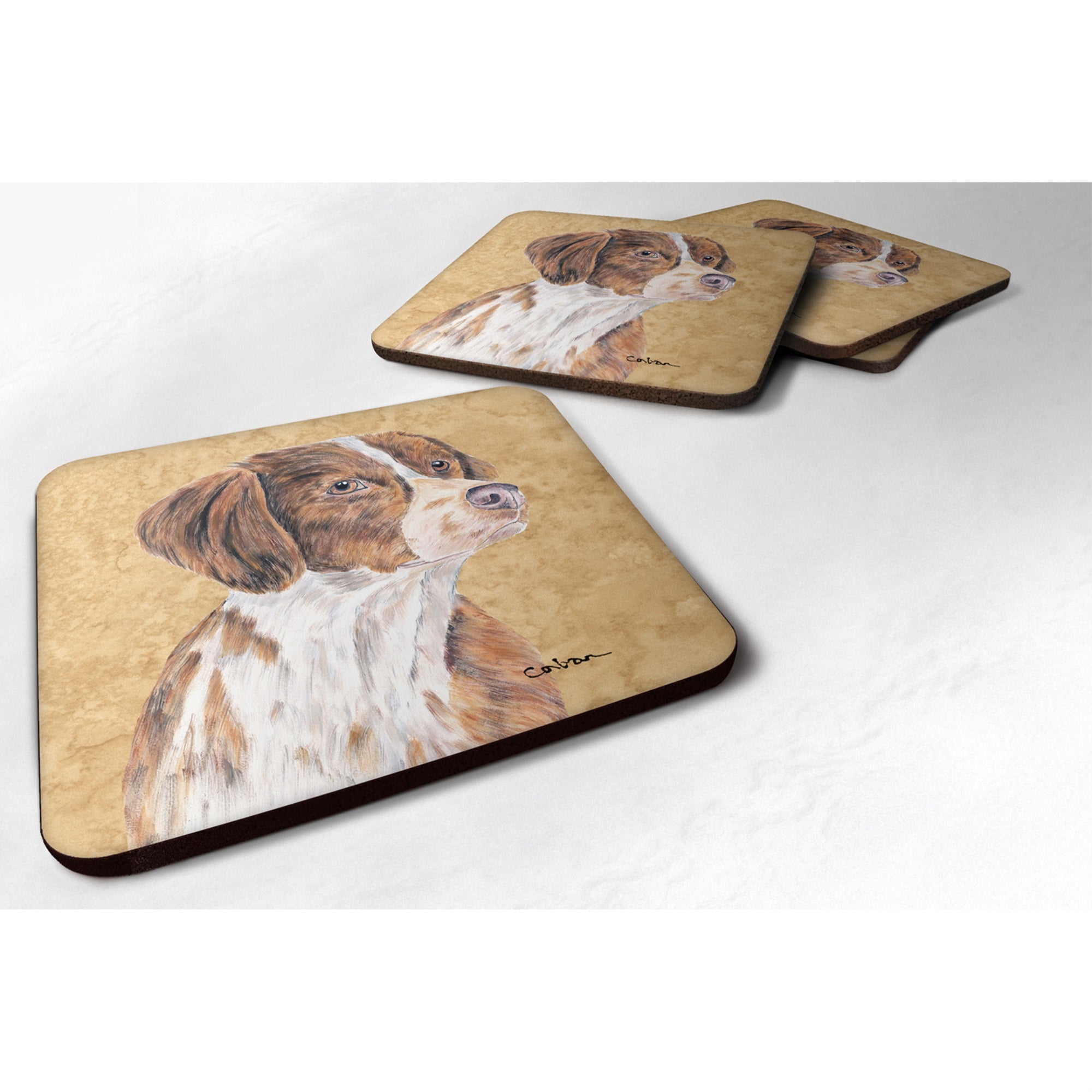 'Caroline'S Treasures Sc9122Fc Brittany Foam Coasters (Set Of 4), 3.5'''' H X 3.5'''' W, Multicolor''