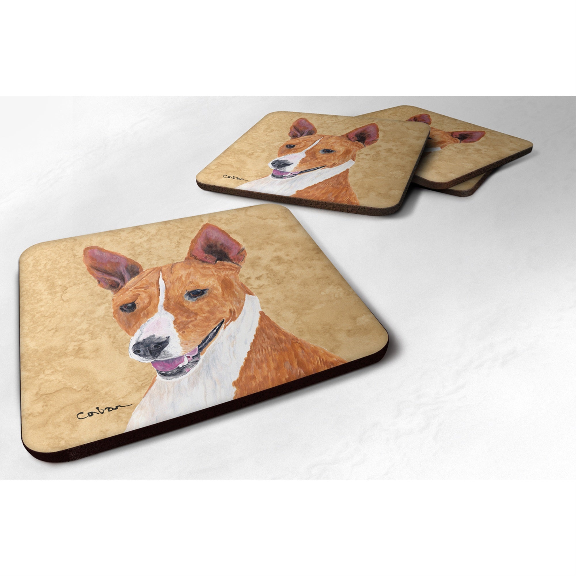 'Caroline'S Treasures Sc9124Fc Basenji Foam Coasters (Set Of 4), 3.5'''' H X 3.5'''' W, Multicolor''