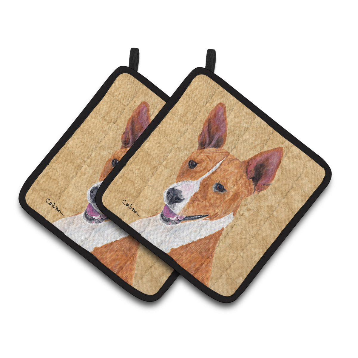 'Caroline'S Treasures Basenji Wipe Your Paws Pair Of Pot Holders Sc9124Pthd, 7.5Hx7.5W, Multicolor''