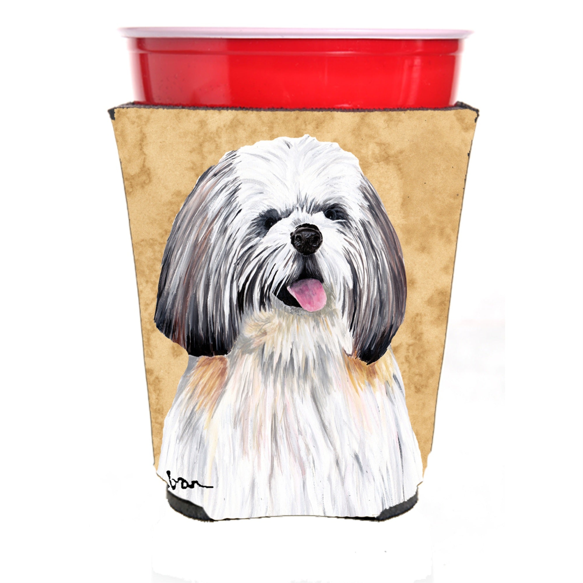 Shih Tzu Red Solo Cup Beverage Insulator Hugger
