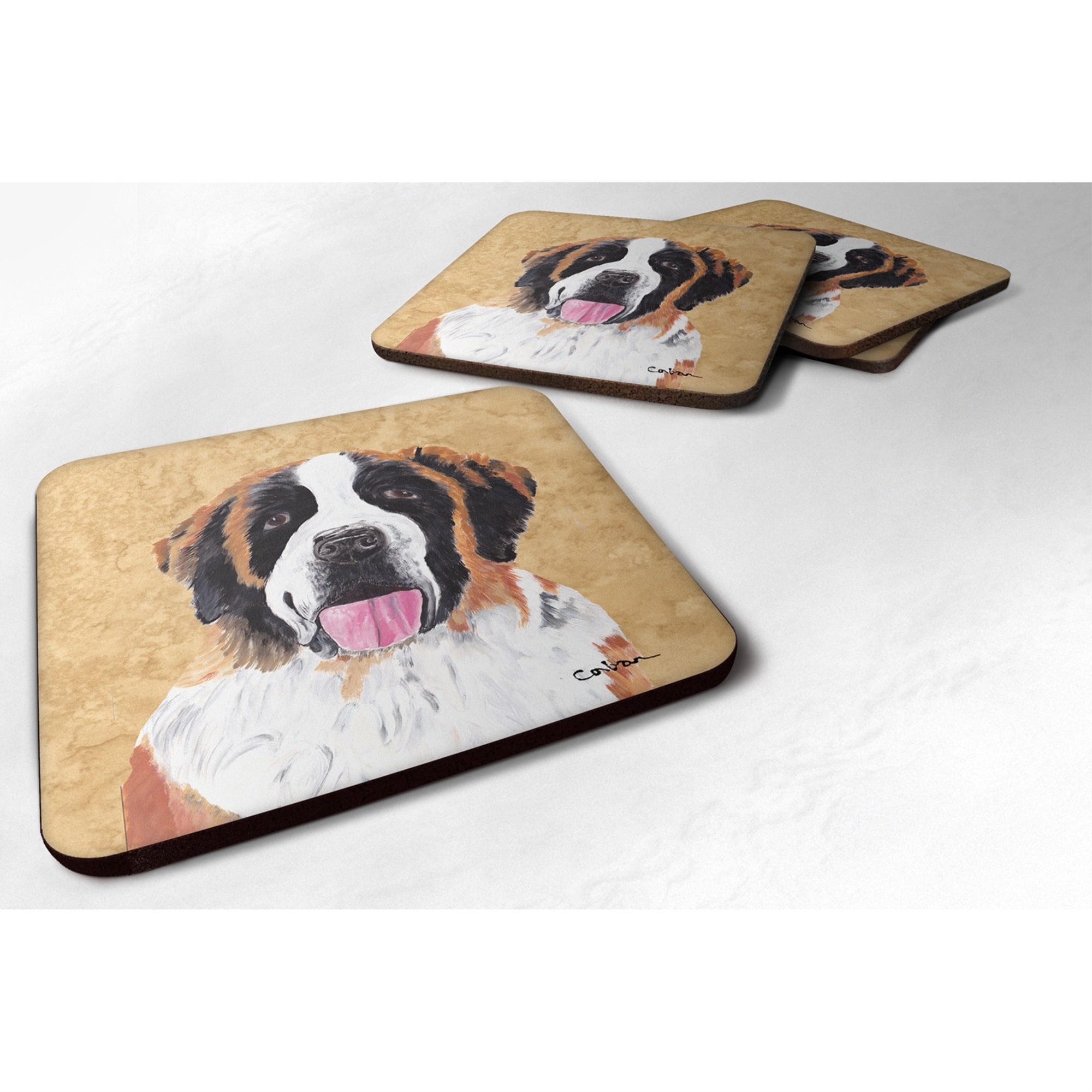 'Caroline'S Treasures Sc9129Fc Saint Bernard Foam Coasters (Set Of 4), 3.5'''' H X 3.5'''' W, Multicolor''