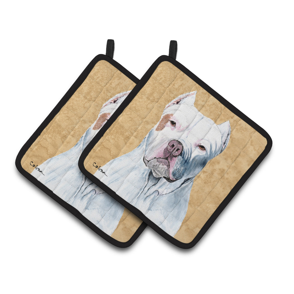 'Caroline'S Treasures Pit Bull Wipe Your Paws Pair Of Pot Holders Sc9130Pthd, 7.5Hx7.5W, Multicolor''