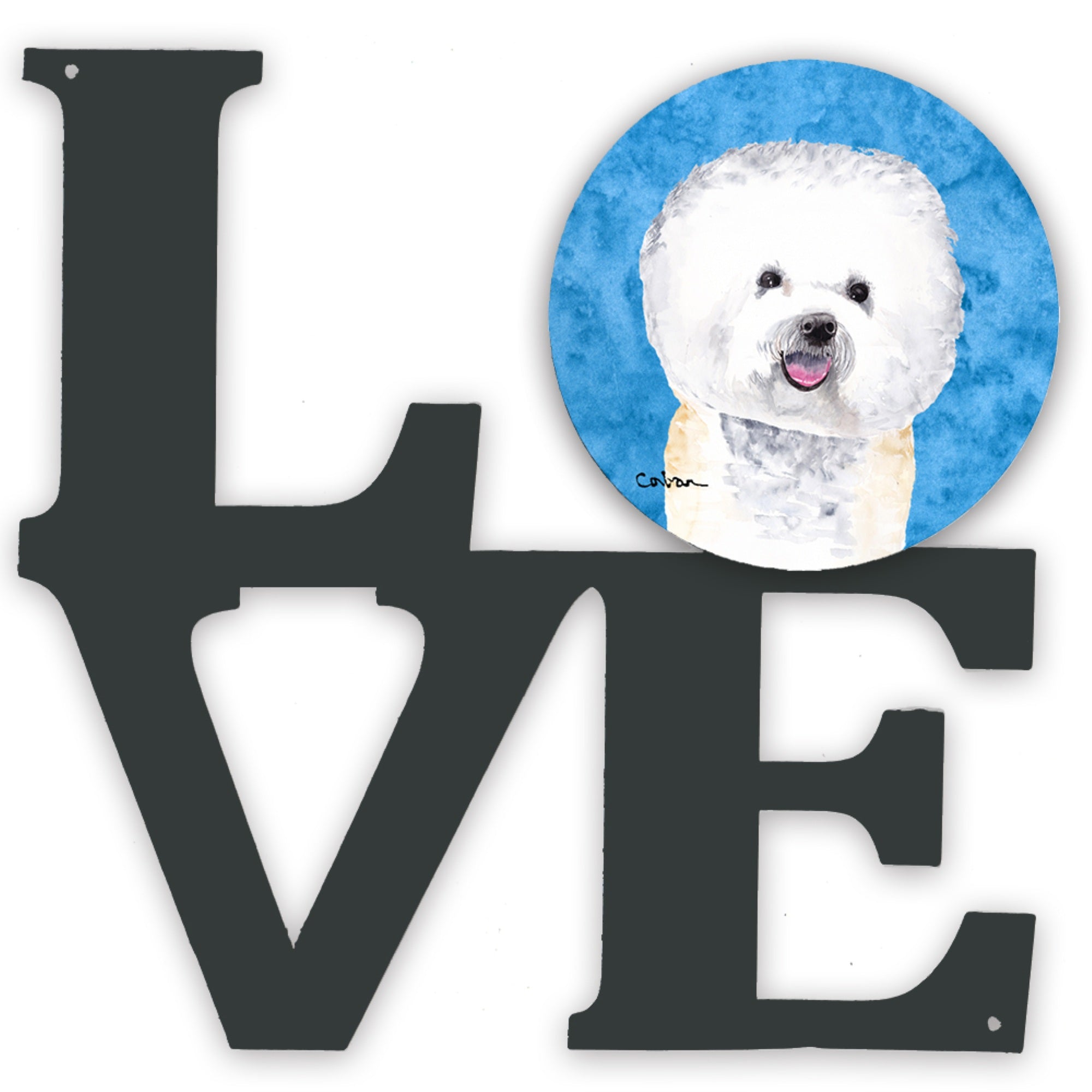 'Caroline'S Treasures Blue Bichon Frise Metal Artwork Love Wall-Decor, Multicolor''