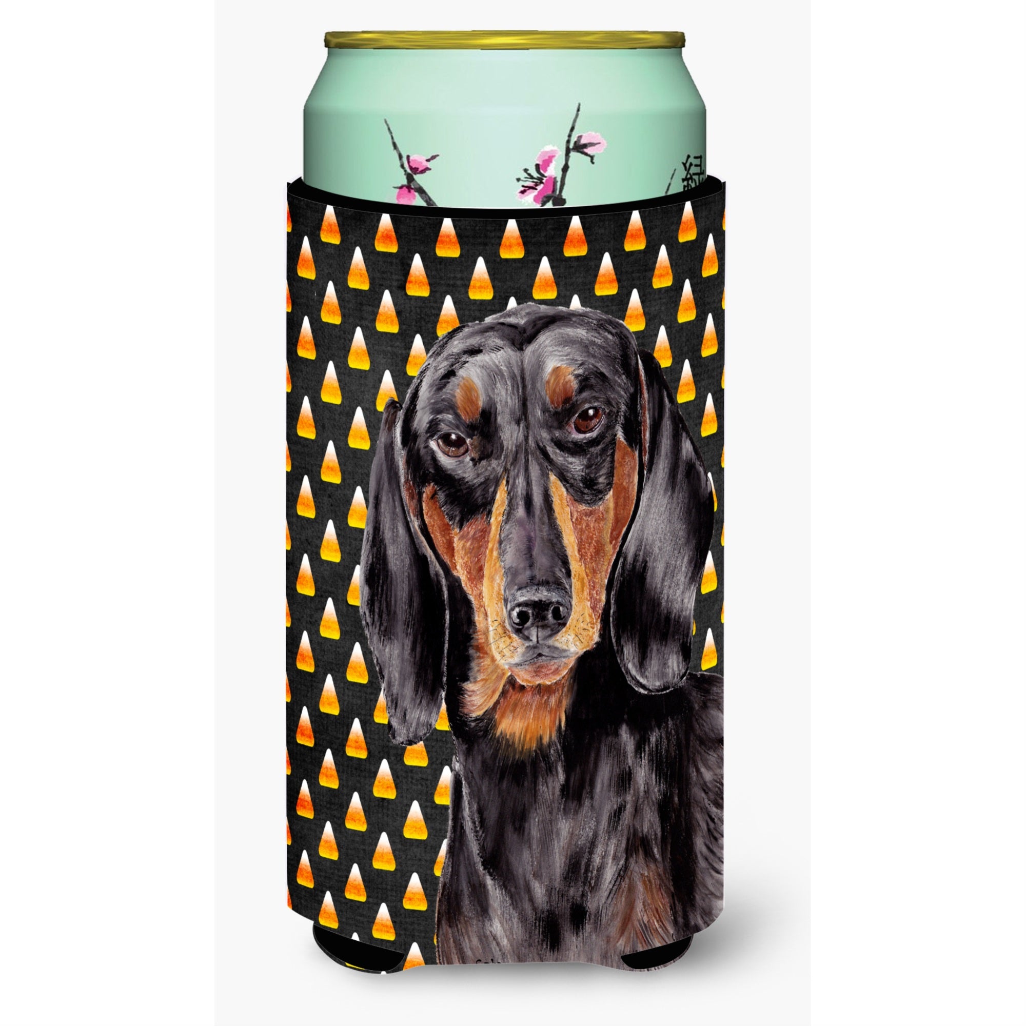 Dachshund Candy Corn Halloween Portrait  Tall Boy Beverage Insulator Beverage Insulator Hugger