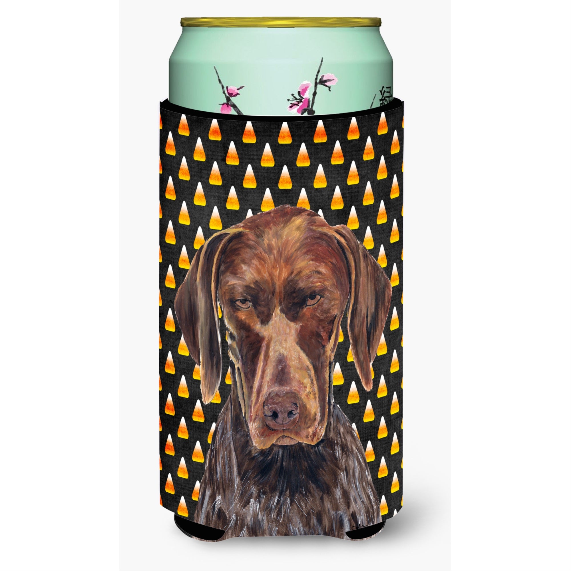 German Shorthaired Pointer Candy Corn Halloween   Tall Boy Beverage Insulator Beverage Insulator Hugger