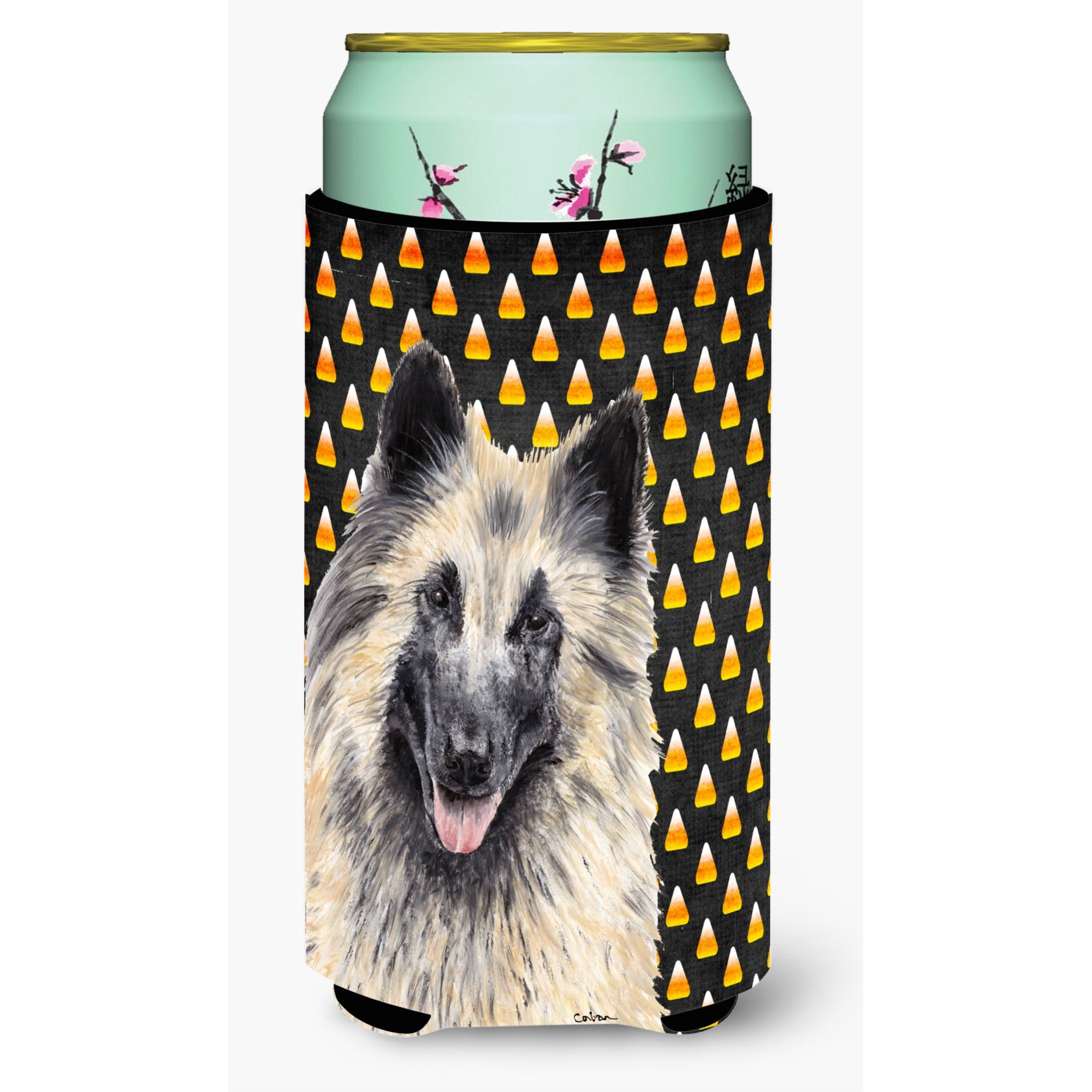 Belgian Tervuren Candy Corn Halloween Portrait  Tall Boy Beverage Insulator Beverage Insulator Hugger