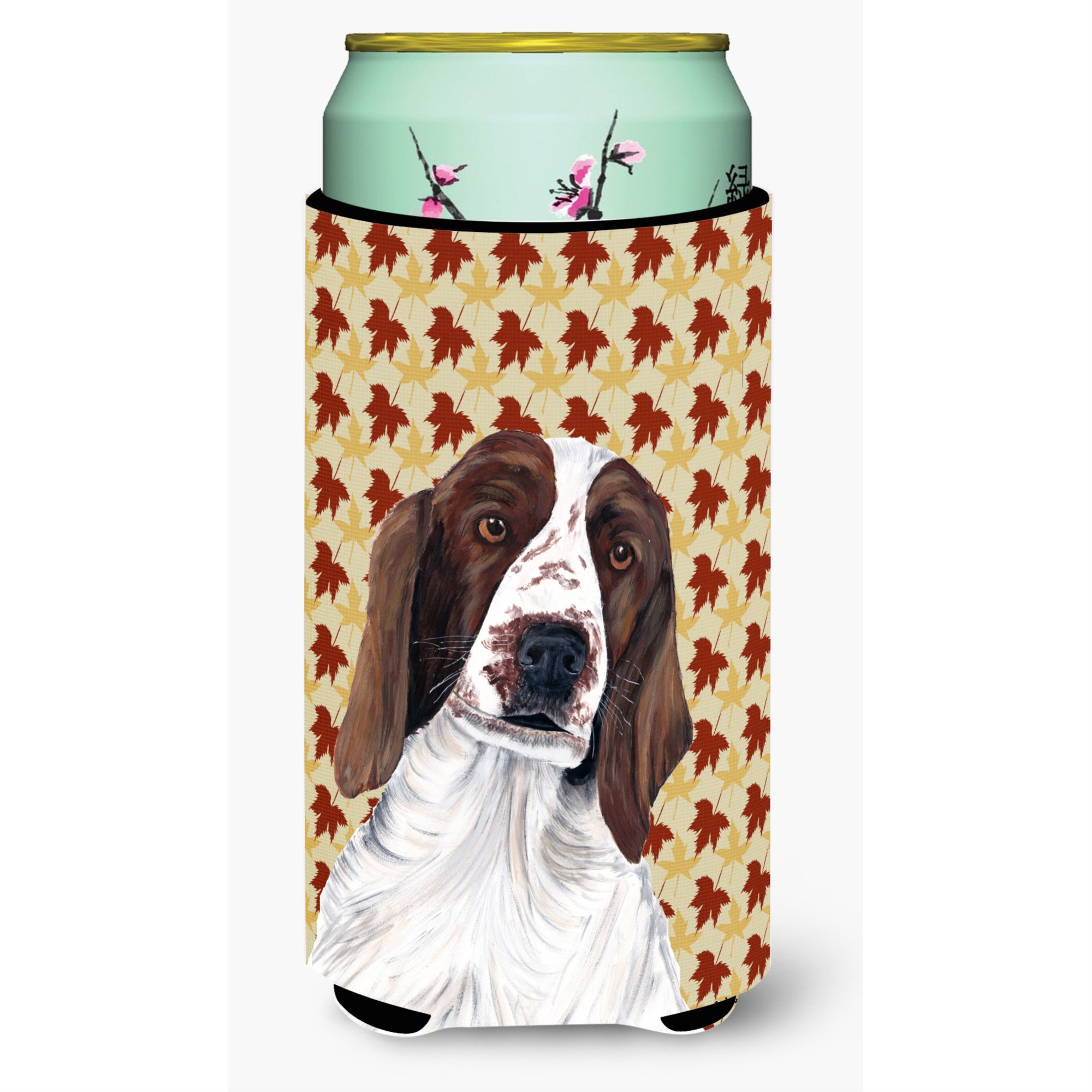 Welsh Springer Spaniel Fall Leaves Portrait  Tall Boy Beverage Insulator Beverage Insulator Hugger