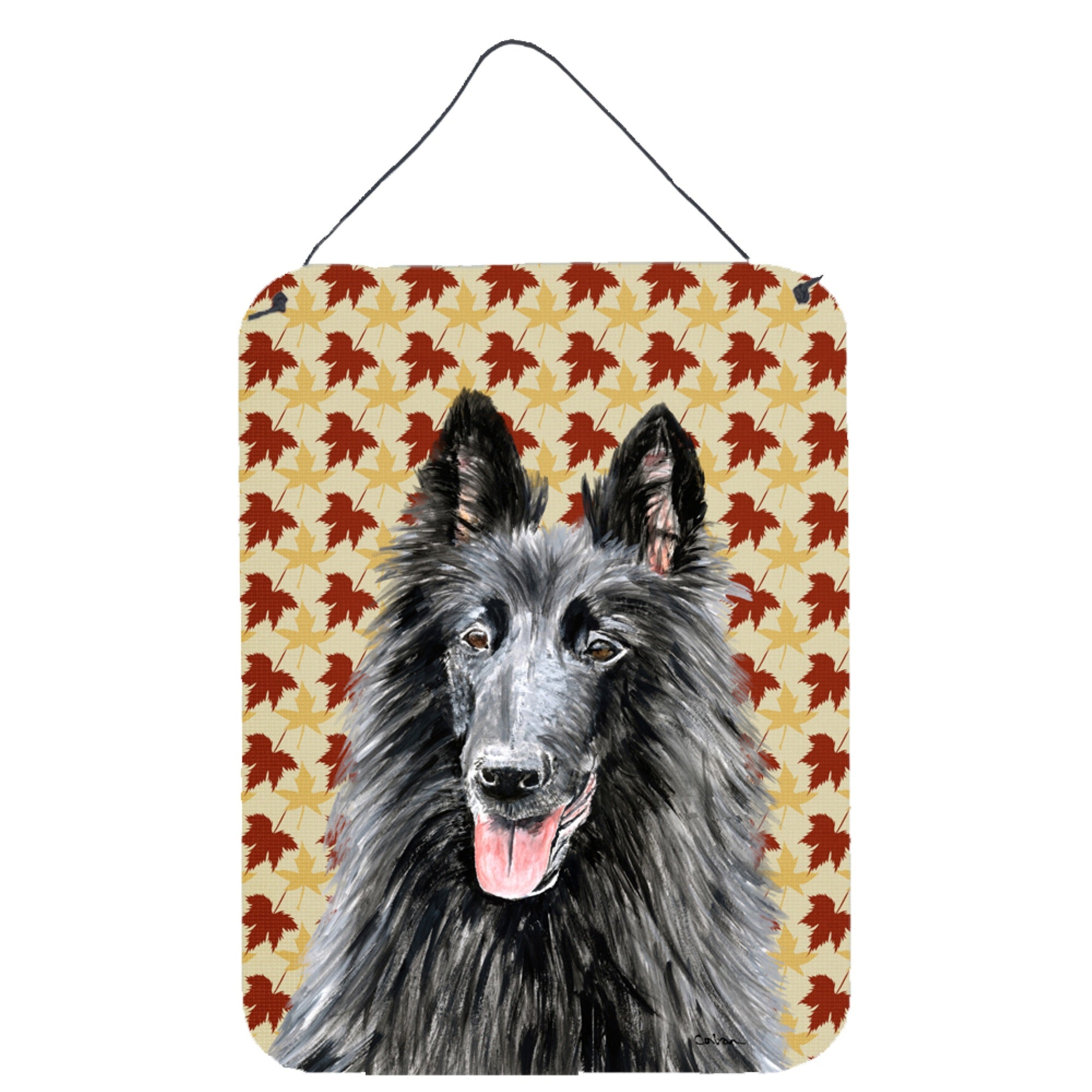 'Caroline'S Treasures Belgian Sheepdog Fall Leaves Portrait Wall Or Door Hanging Prints, 16'''' X 12'''', Multicolor''