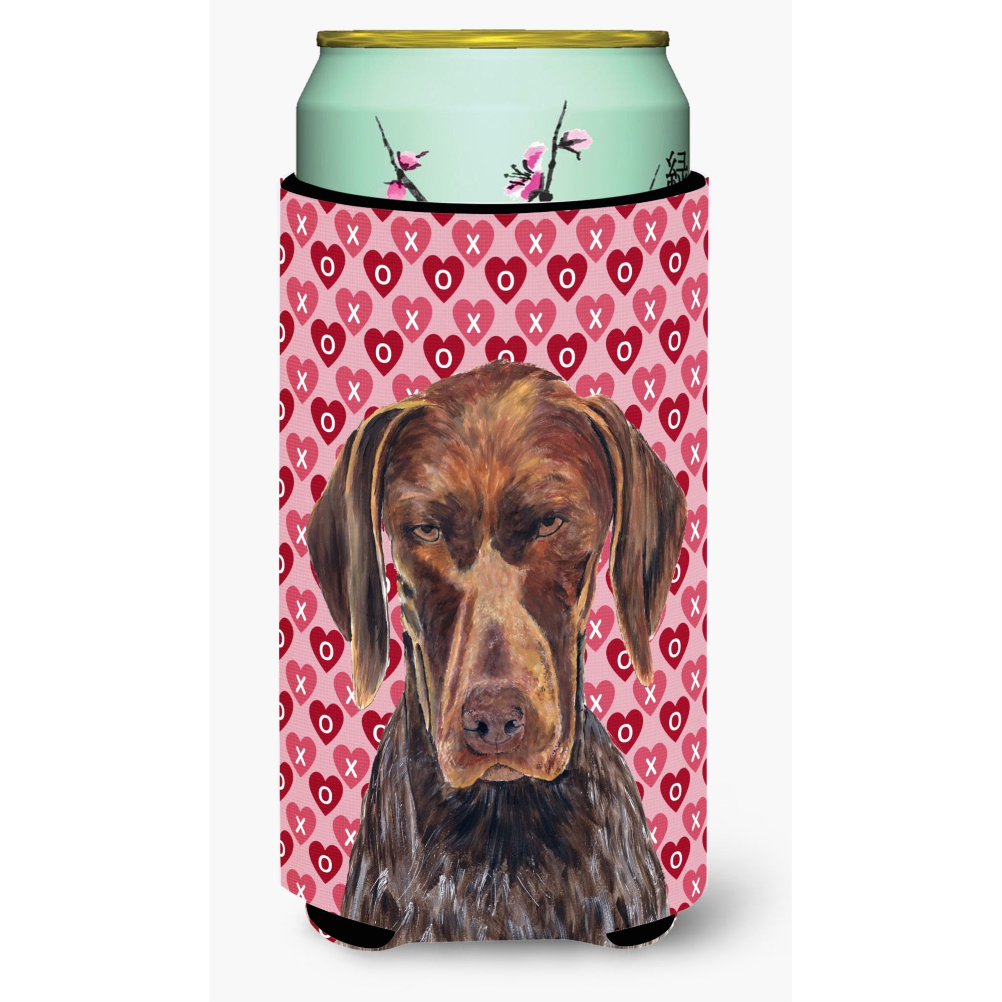 German Shorthaired Pointer Hearts Valentine'S Day  Tall Boy Beverage Insulator Beverage Insulator Hugger