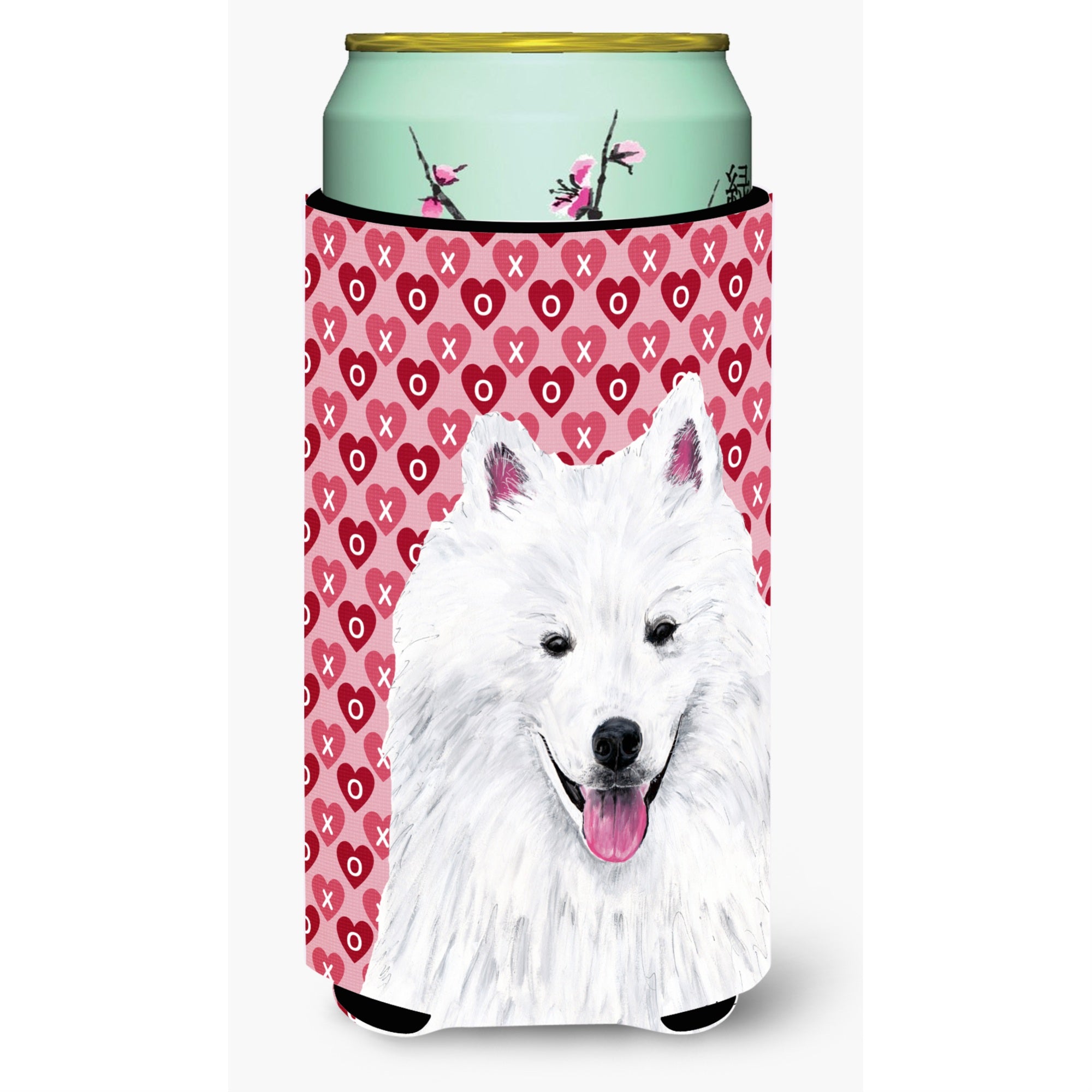 American Eskimo Hearts   Valentine'S Day Portrait  Tall Boy Beverage Insulator Beverage Insulator Hugger