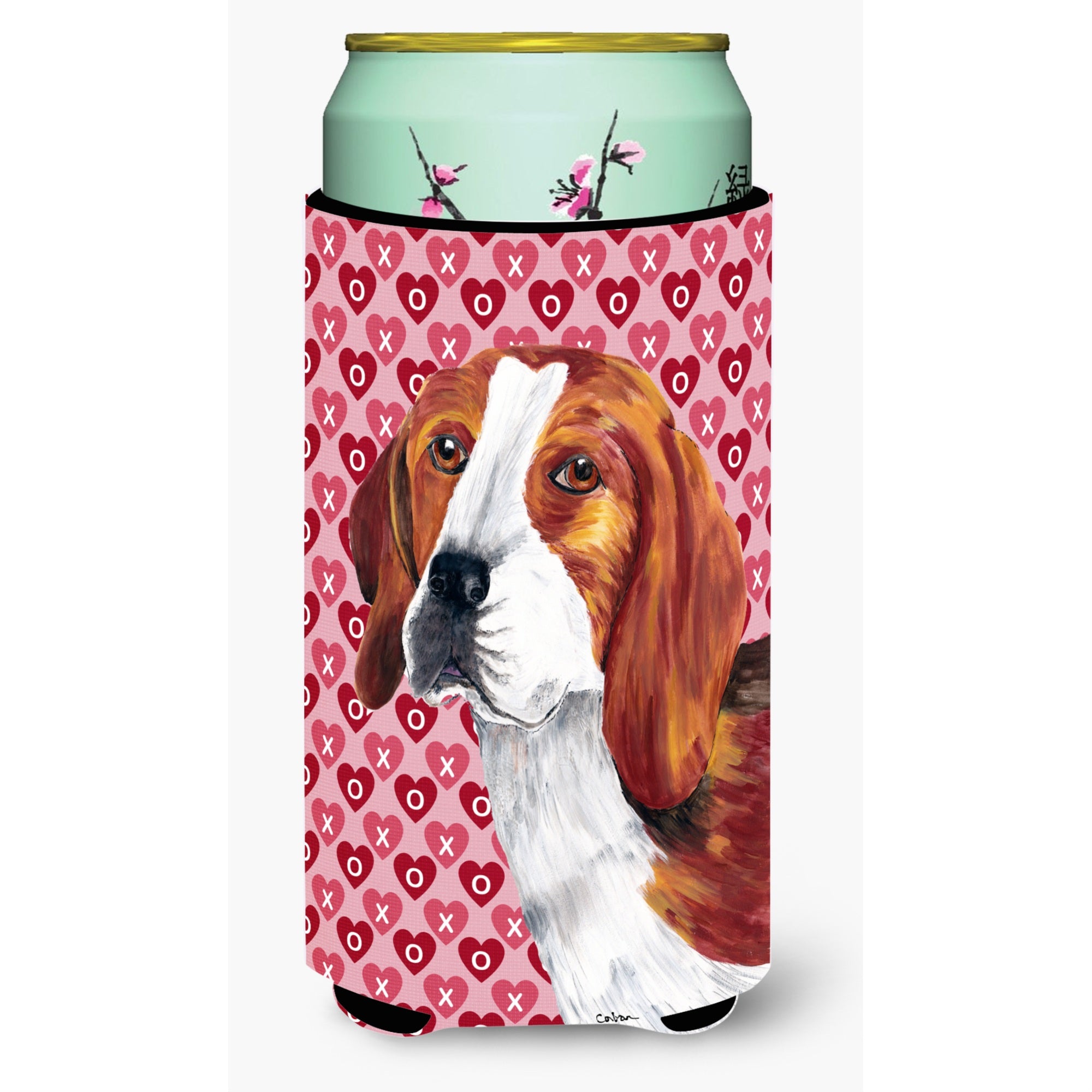 Beagle Hearts Love And Valentine'S Day Portrait  Tall Boy Beverage Insulator Beverage Insulator Hugger