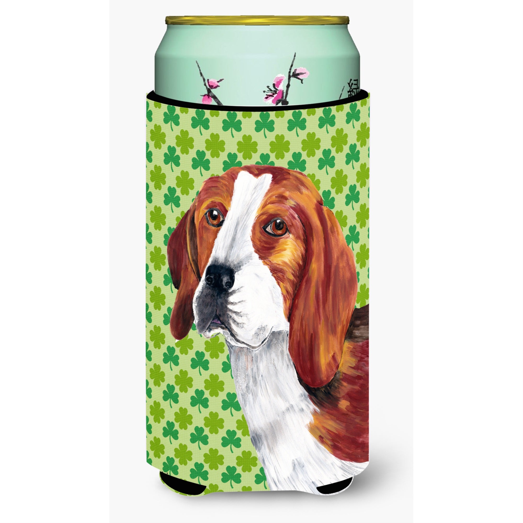 Beagle St. Patrick'S Day Shamrock Portrait  Tall Boy Beverage Insulator Beverage Insulator Hugger