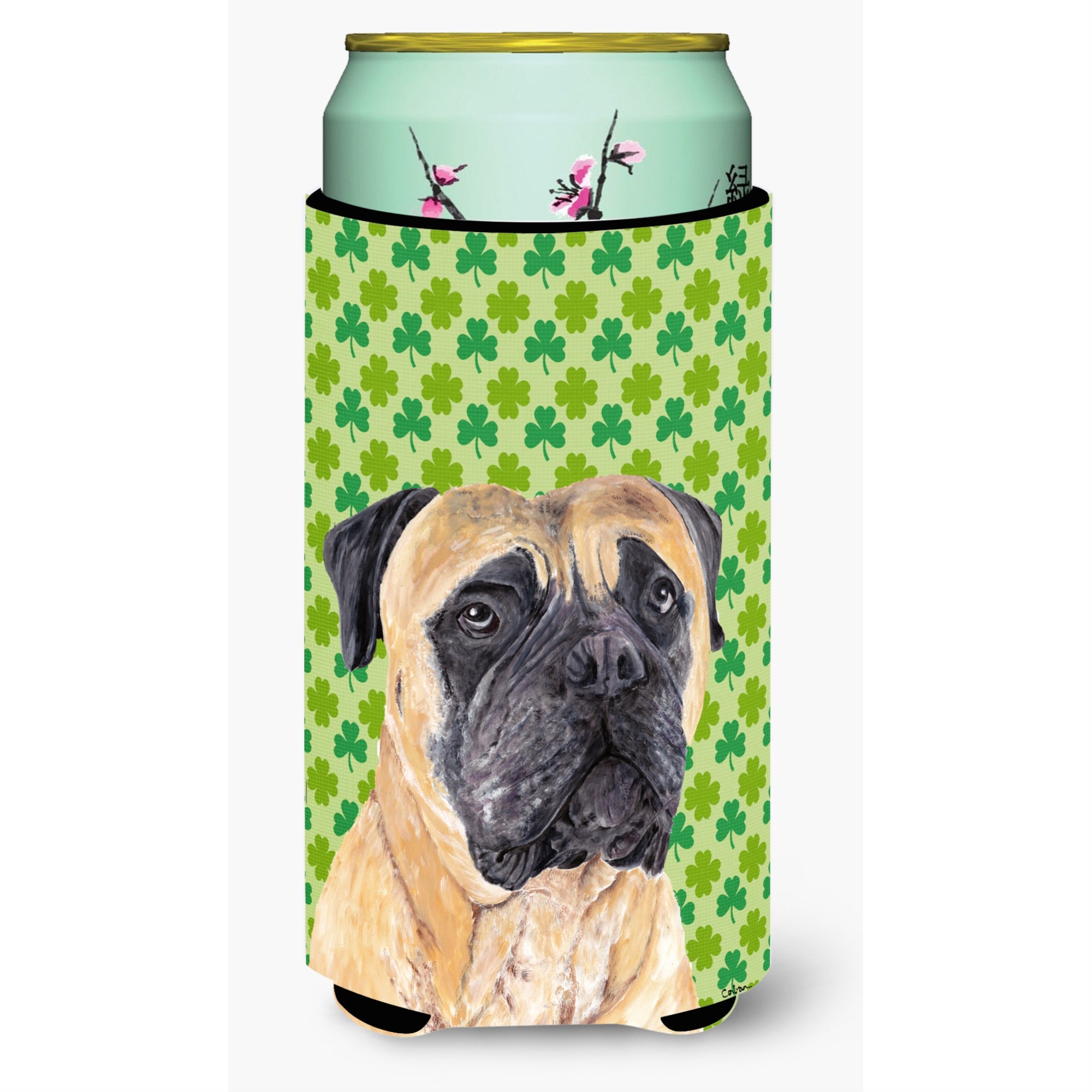 Mastiff St. Patrick'S Day Shamrock Portrait  Tall Boy Beverage Insulator Beverage Insulator Hugger