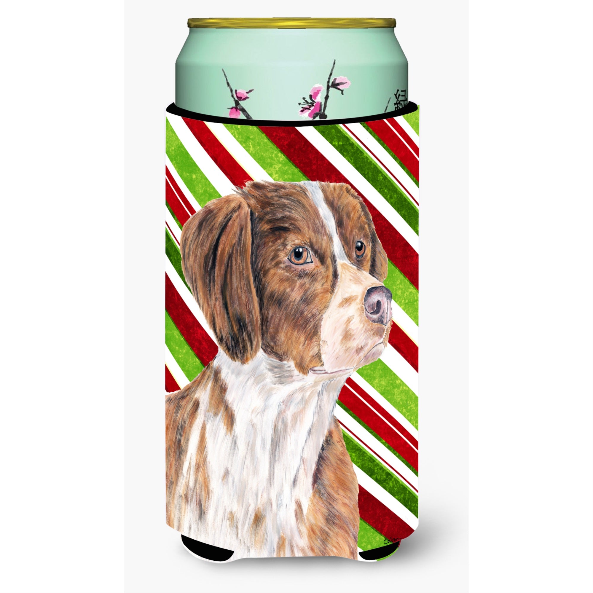 'Caroline'S Treasures Brittany Candy Cane Holiday Christmas Koozie Hugger, Tall, Multicolor''