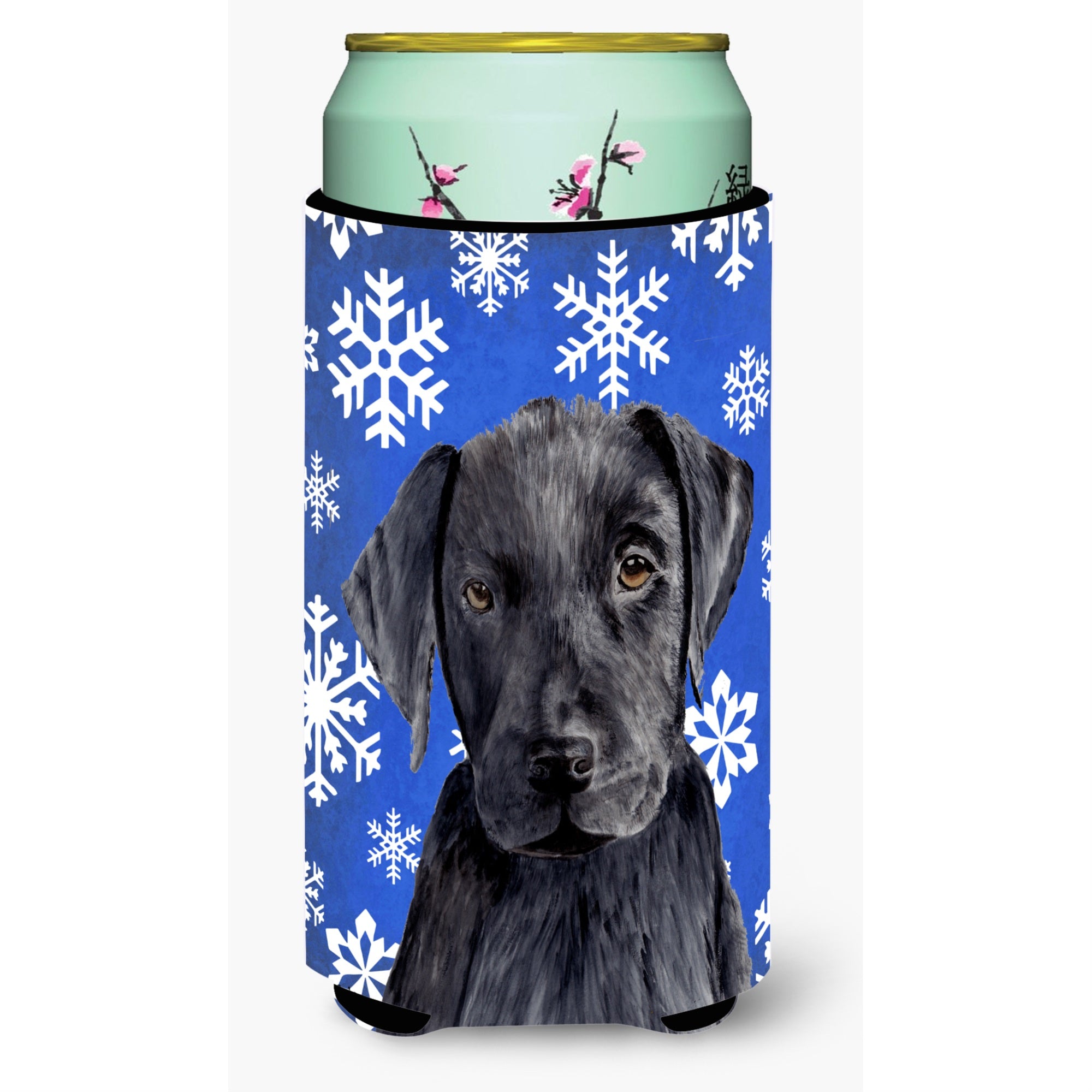 Labrador Winter Snowflakes Holiday  Tall Boy Beverage Insulator Beverage Insulator Hugger