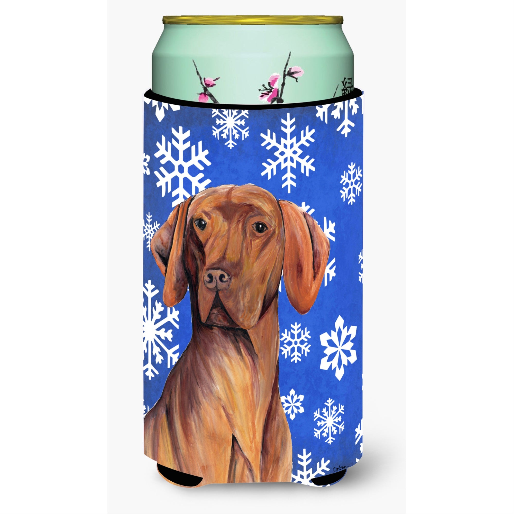 Vizsla Winter Snowflakes Holiday  Tall Boy Beverage Insulator Beverage Insulator Hugger