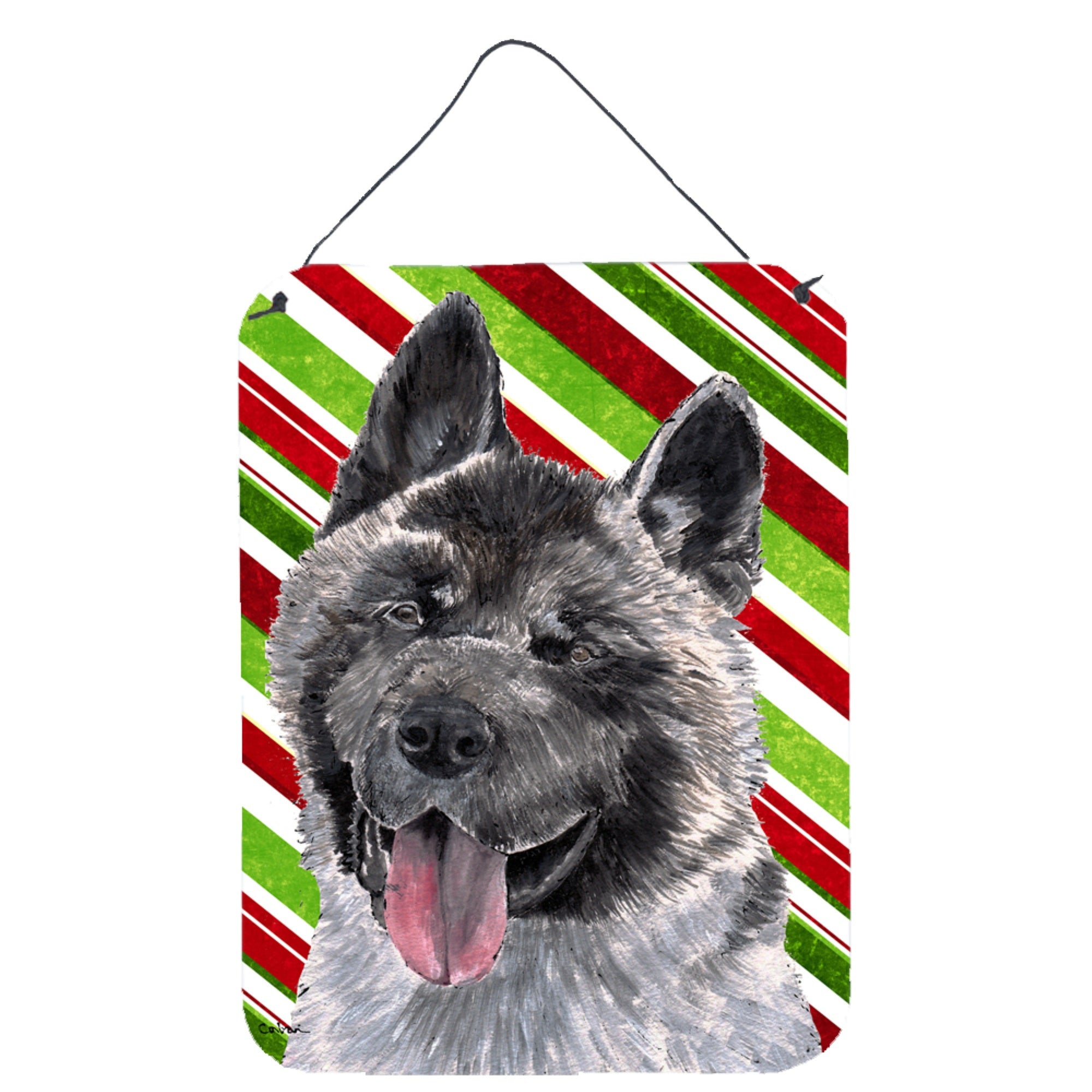 'Caroline'S Treasures Akita Candy Cane Holiday Christmas Wall Or Door Hanging Prints, 16'''' X 12''''''