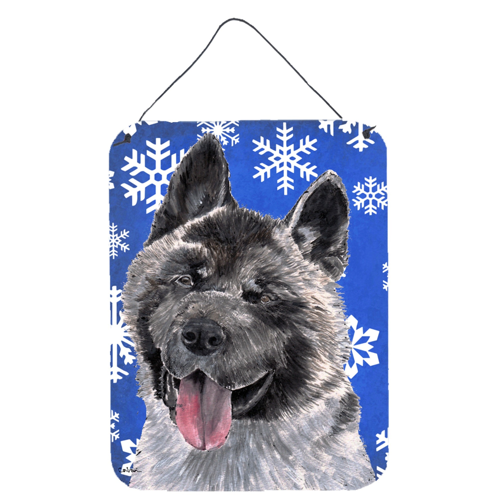 'Caroline'S Treasures Akita Winter Snowflakes Holiday Wall Or Door Hanging Prints, 16'''' X 12''''''