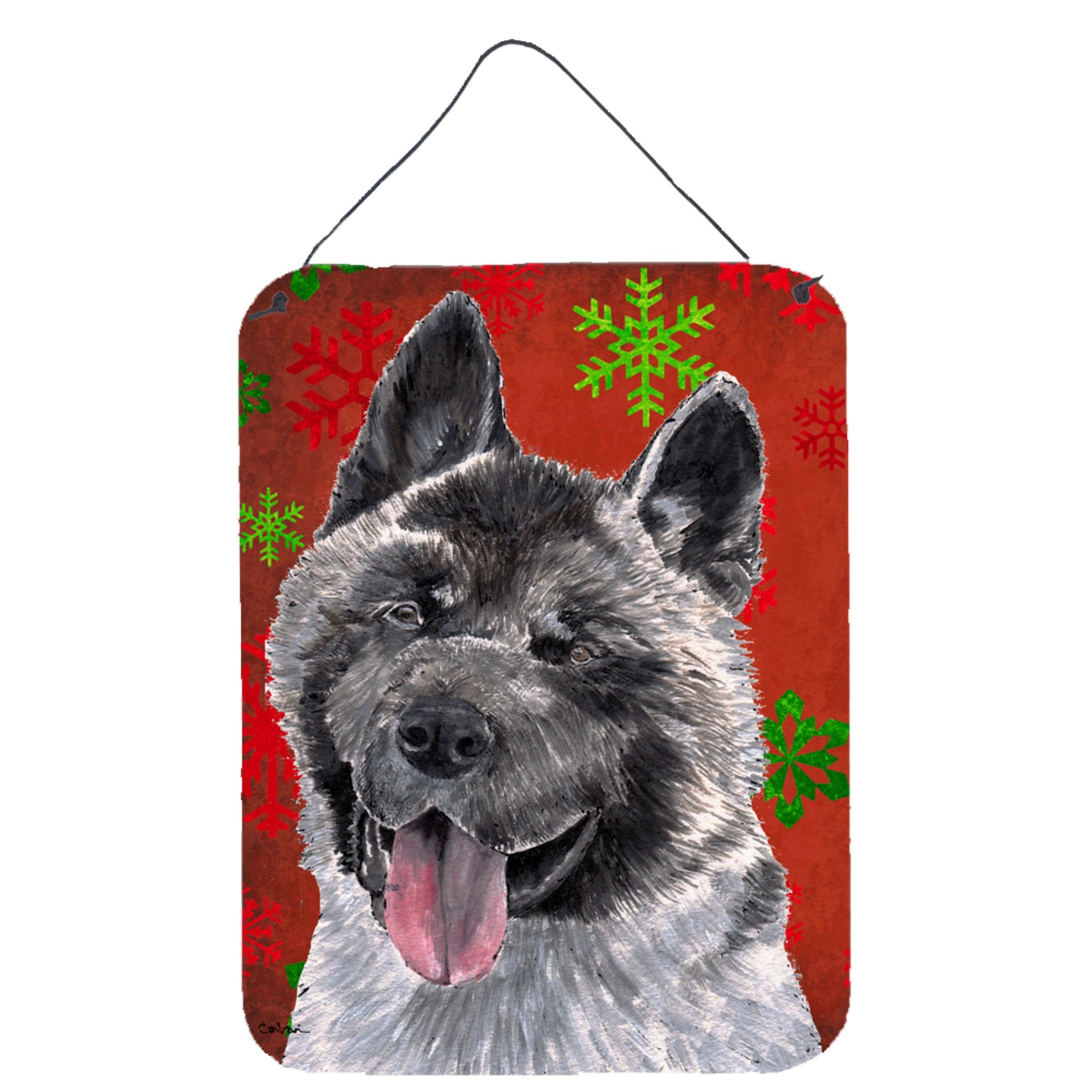 'Caroline'S Treasures Akita Red Snowflakes Holiday Christmas Wall Or Door Hanging Prints, 16'''' X 12''''''