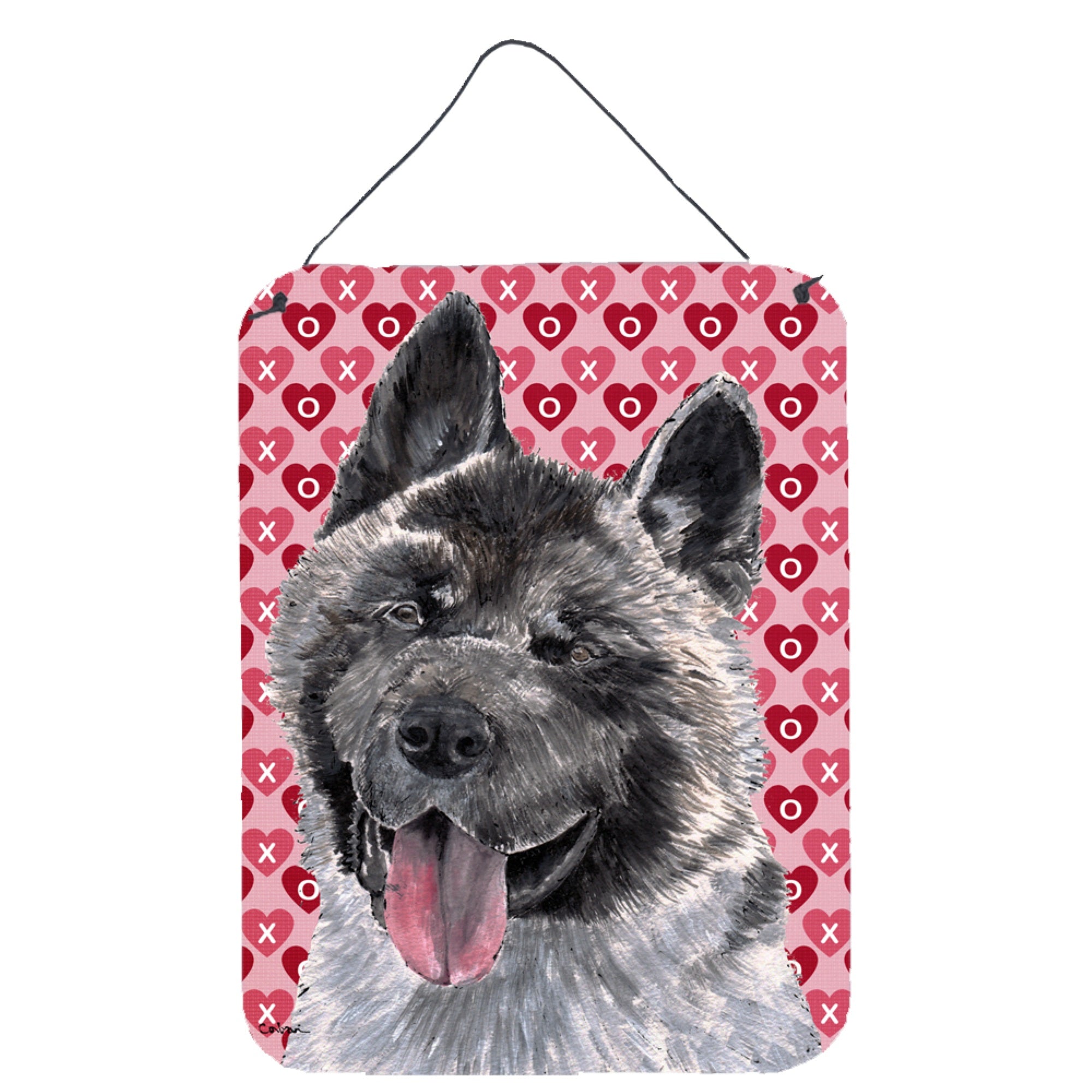 'Caroline'S Treasures Akita Hearts Love And Valentine'S Day Wall Or Door Hanging Prints, 16'''' X 12''''''