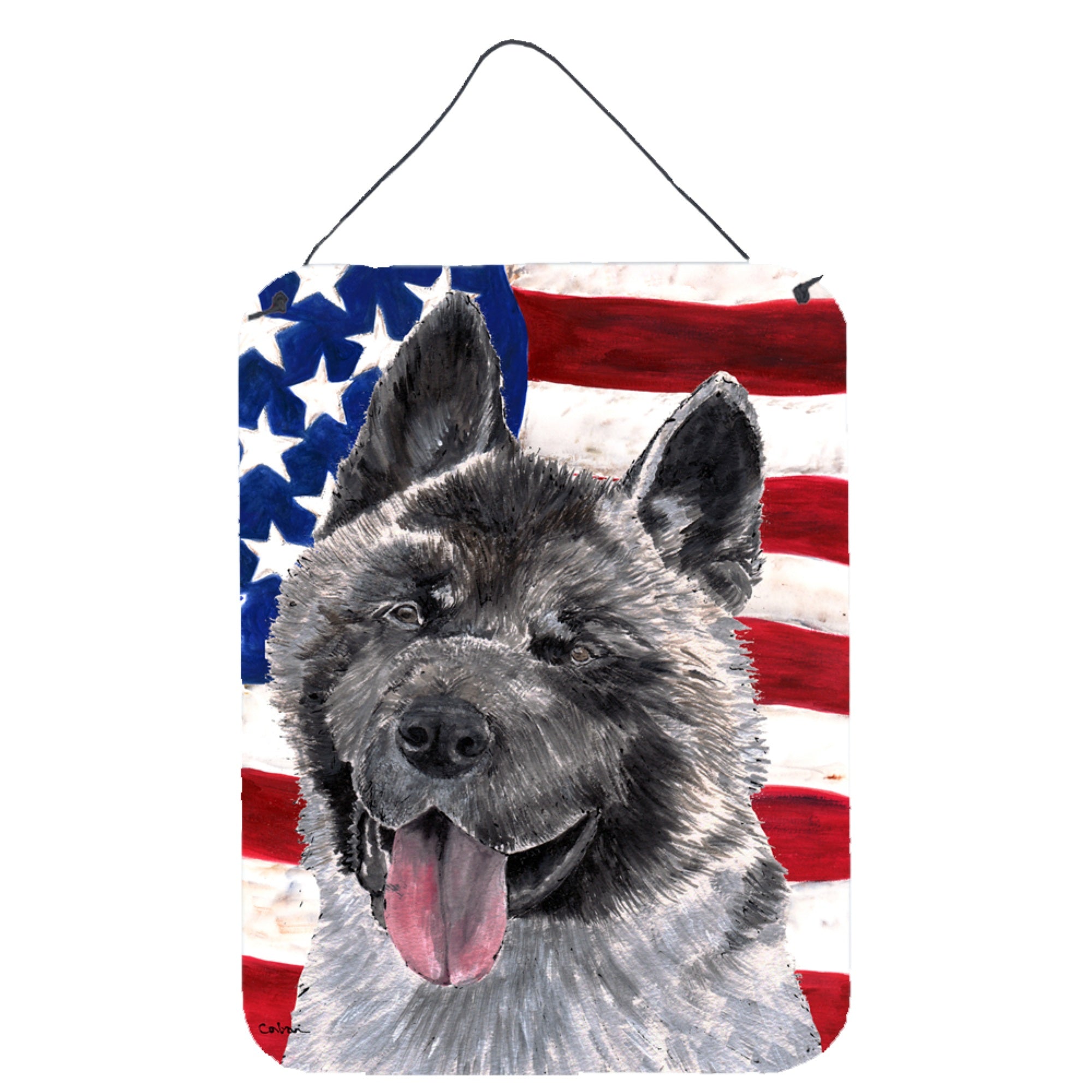 'Caroline'S Treasures Akita Usa Patriotic American Flag Wall Or Door Hanging Prints, 16'''' X 12''''''