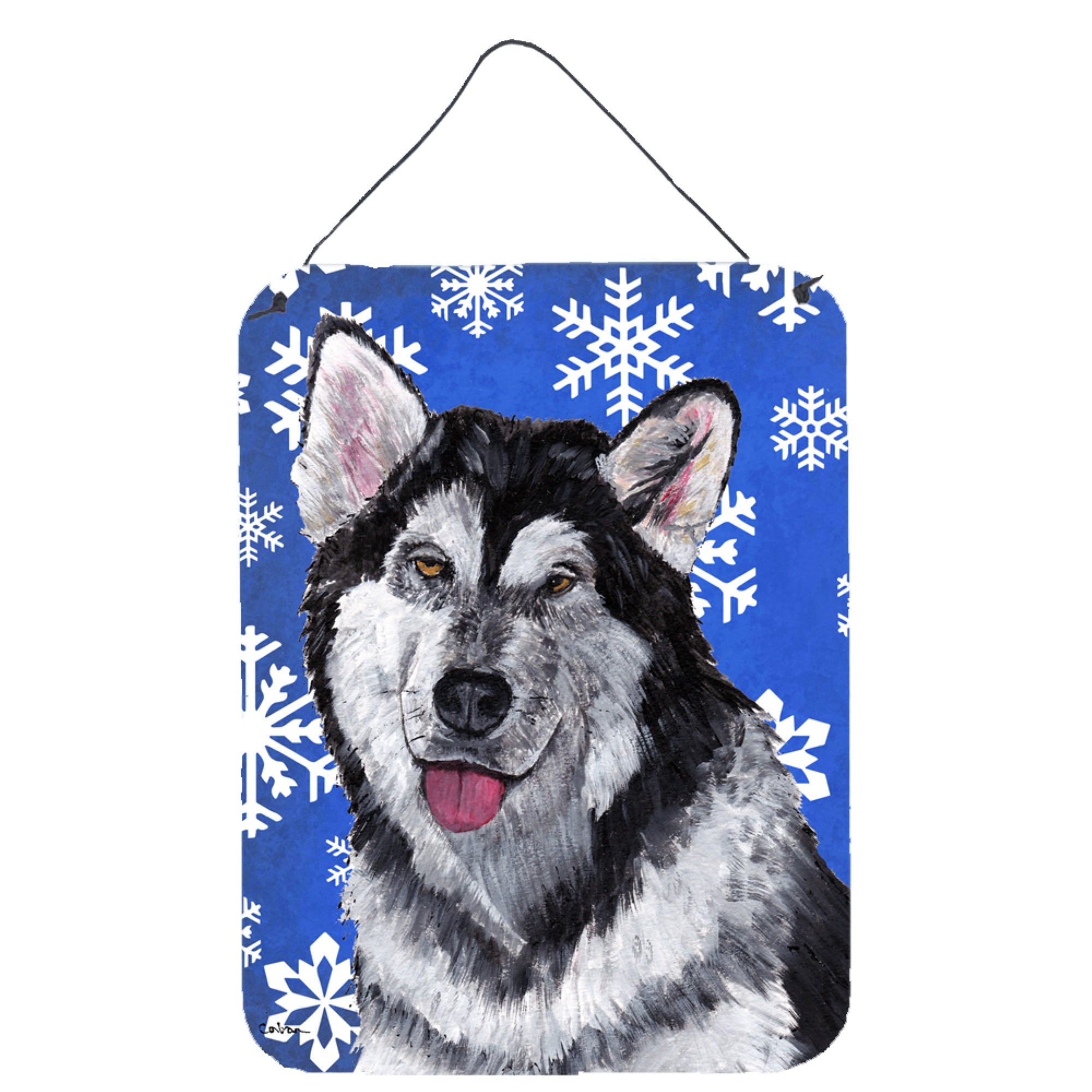 'Caroline'S Treasures Alaskan Malamute Winter Snowflakes Holiday Wall Or Door Hanging Prints, 16'''' X 12''''''